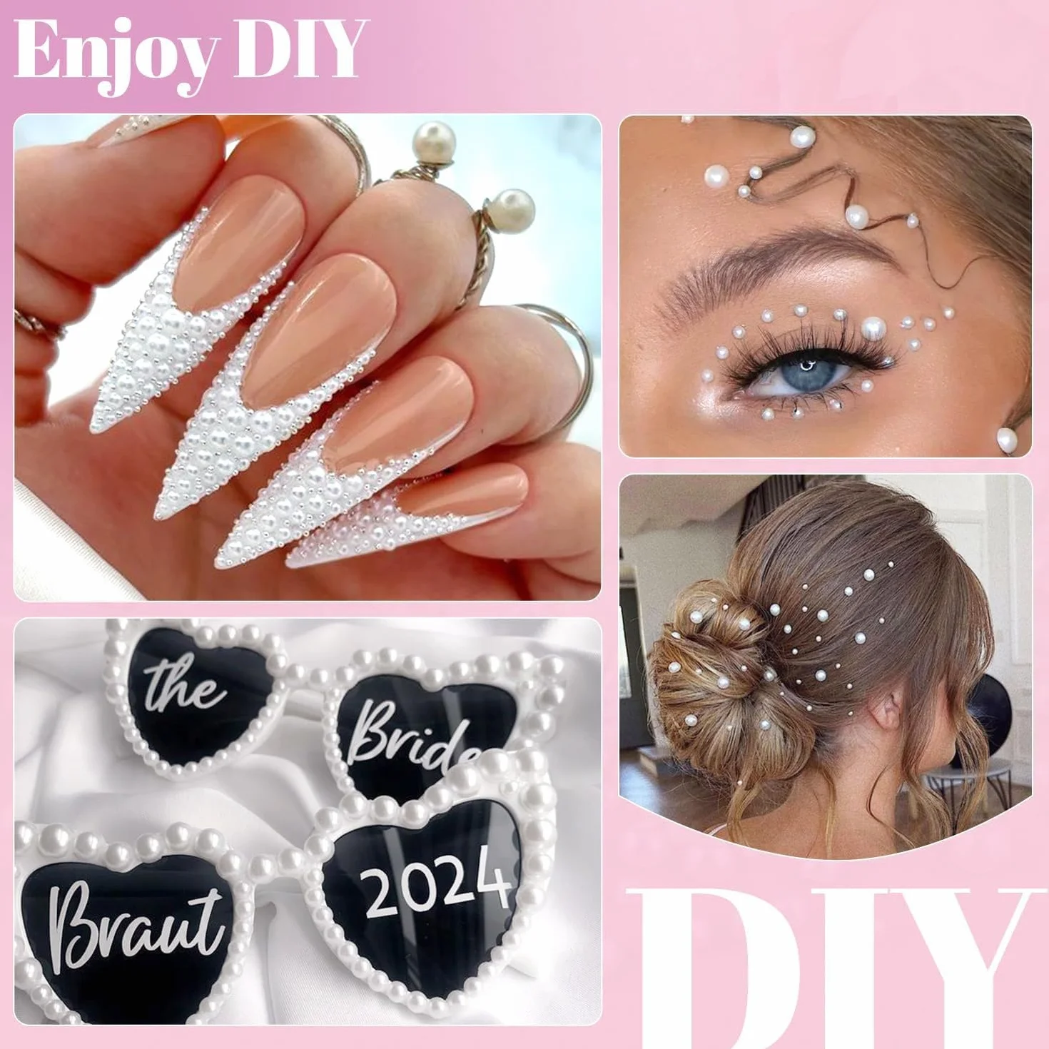 Białe beżowe koraliki do paznokci, płaskie koraliki do stylizacji paznokci, złote metalowe koraliki kawiorowe, Nail Art kamienie stras, charmsy, kawior do paznokci