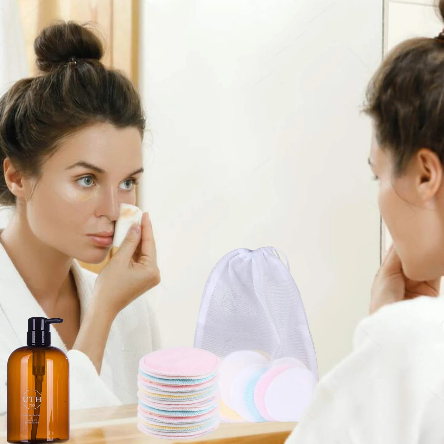 Waschbare Abschminkpads Wiederverwendbare Wattepads?Abschminktücher aus Bambus?16 Stück?+ 2 mit Wäschebeutel?Makeup Entferner Pads - Superweich Umweltfreundlich, Wächst keine Bakterien