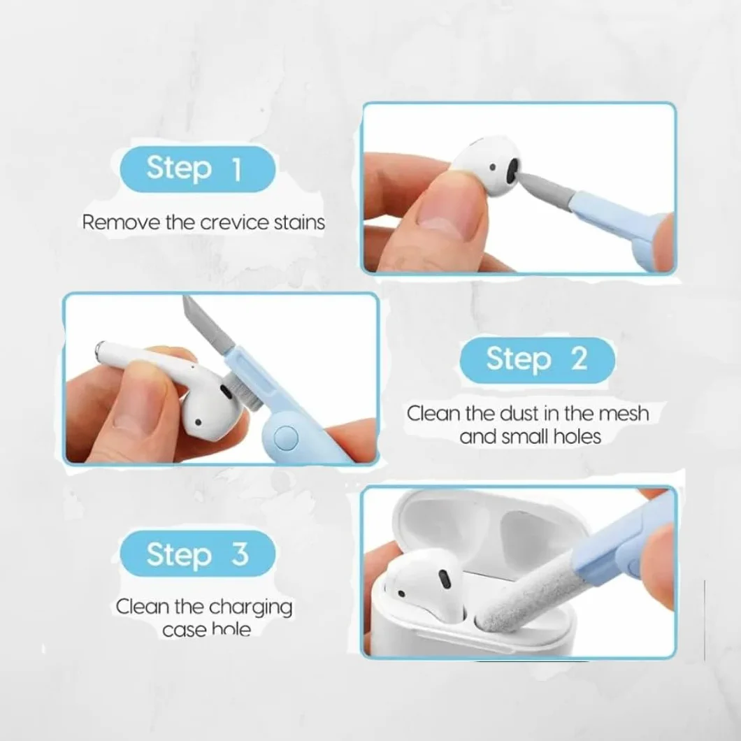 Zestaw do czyszczenia elektroniki 7 w 1 (niebieski) z dużą szczotką do klawiatury, wyświetlaczy, telefonu komórkowego, słuchawek, smartfonów Airpods Earbuds