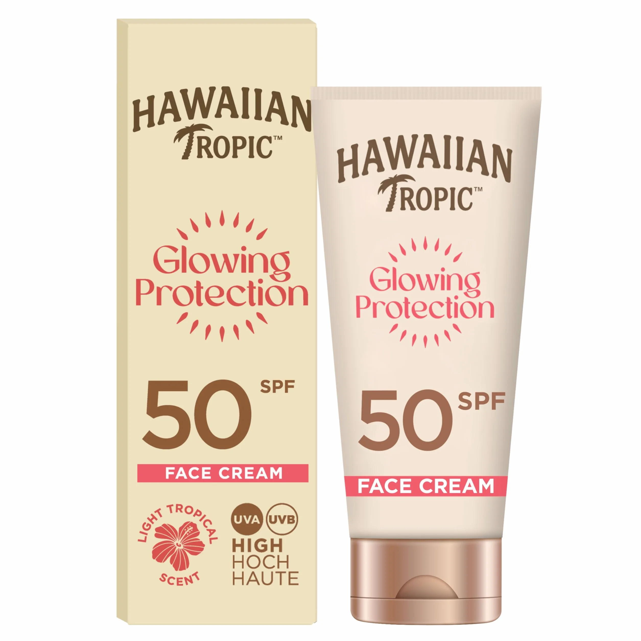 Hawaiian Tropic Glowing Protection Face Sunscreen LSF 50 UVA + UVB Protection, 50 ml