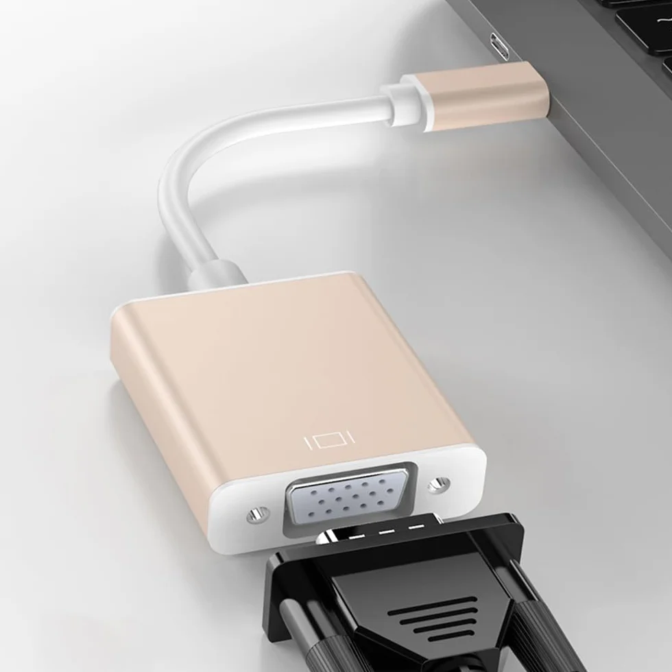 Adapter USB C na VGA, adapter Thunderbolt 3 do VGA, kompatybilny z MacBook Pro 2020/2019/2018/2017, MacBook Air 5/4/iPad Pro 2018, ChromeBook, Samsung Galaxy S10/S9/S8, Huawei Mate Book