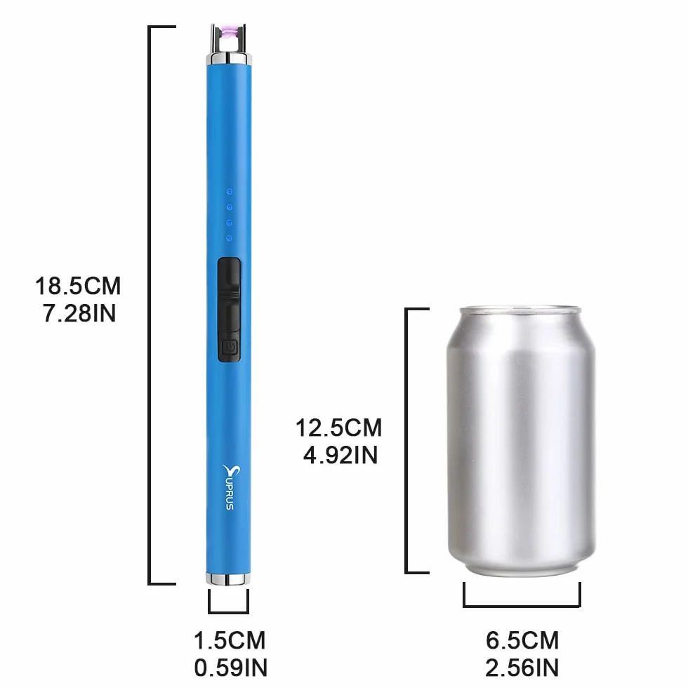 SUPRUS Zapalniczka plazmowa, elektroniczna, potrójne bezpieczeństwo, ładowanie przez USB, niebieska