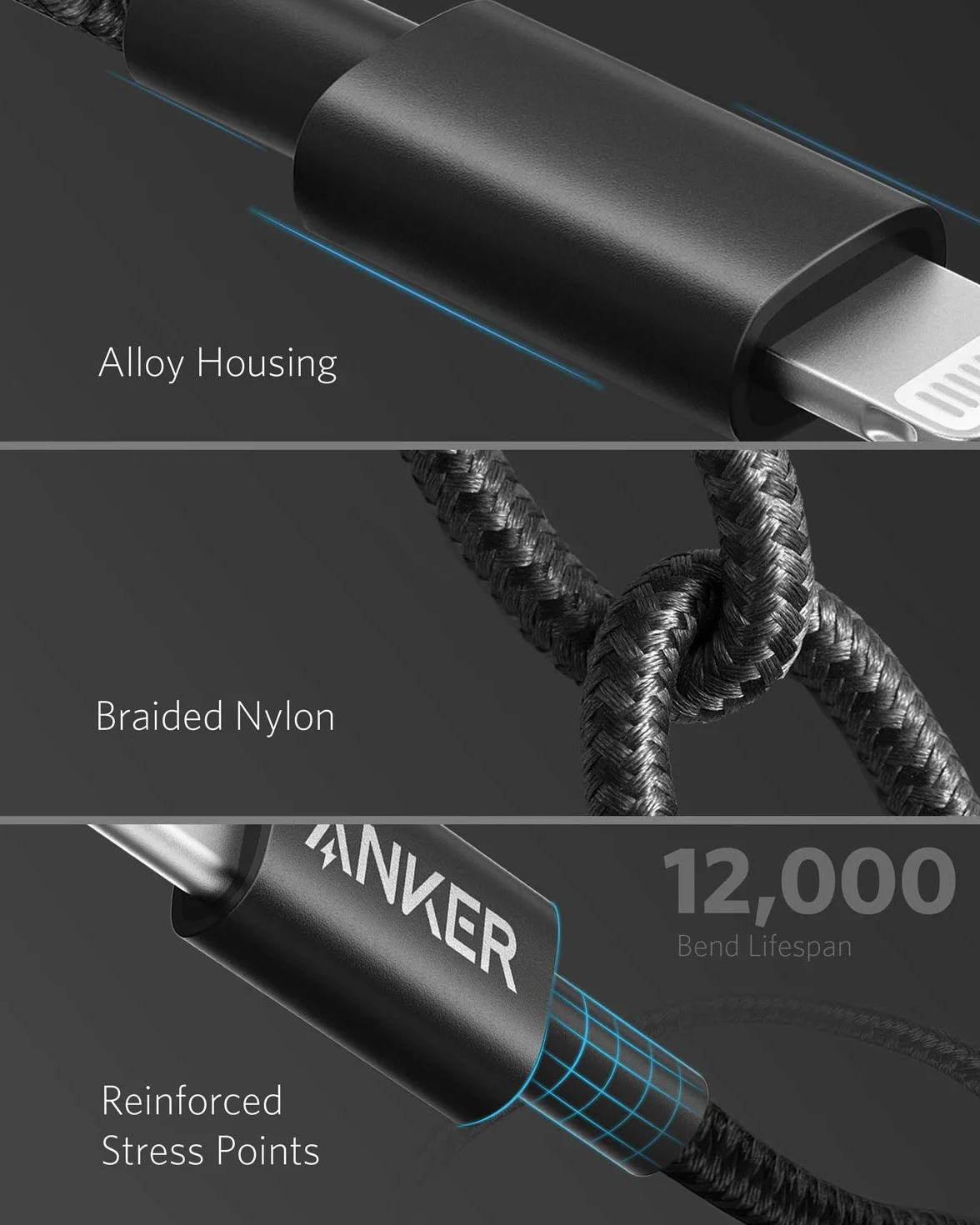 Anker USB C auf Lightning Kabel, New Nylon USB-C auf Lightning Ladekabel, 0.9 Meter lang, MFi-Zertifiziert, für iPhone 16/15 Pro/14/13/12 /AirPods Pro, Unterstützt Power Delivery