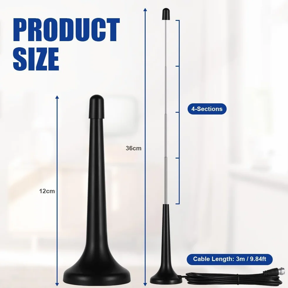 DAB Antena radiowa do systemu HiFi wewnątrz, 3M FM, wewnętrzna antena radiowa, cyfrowa, teleskopowa, antena telewizyjna do tunera, wzmacniacza stereo, odbiornika, AV, audio, Vedio, kina domowego