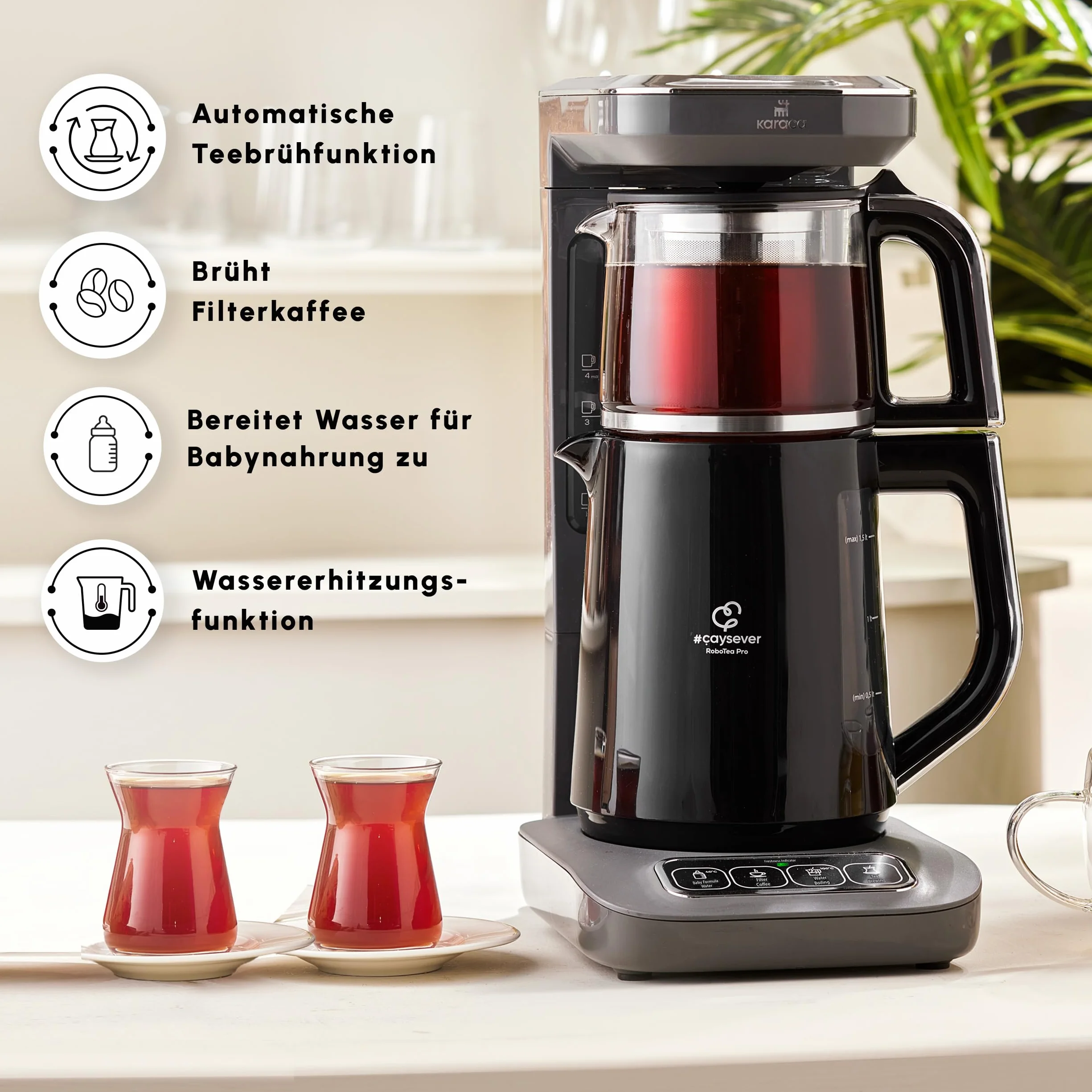 Karaca Çaysever Robotea Pro ekspres do kawy i herbaty 4 w 1 2500 W Space Gray