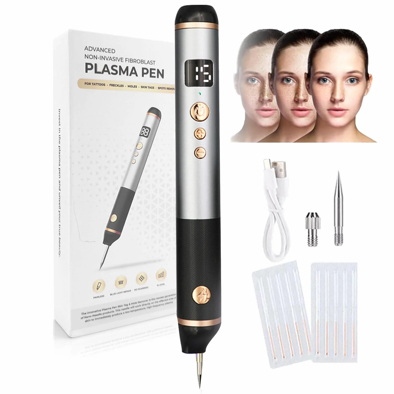 15-Poziomowy Laser Plazmowy Do Usuwania Narośli Skórnych, Brodawek, Pieprzyków, Plam, Piegów, Znamion, Ust, Dłoni, Oczu, Szyi, Twarzy, Głowy, Nosa, Bezpieczny I Bezbolesny, Nie Uszkadza Skóry