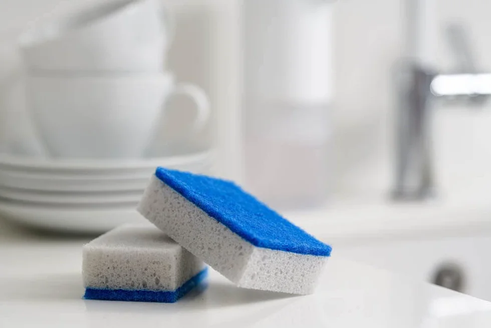 York BACTERIA STOP Gąbka do mycia naczyń antybakteryjna 10 sztuk niebieska szara