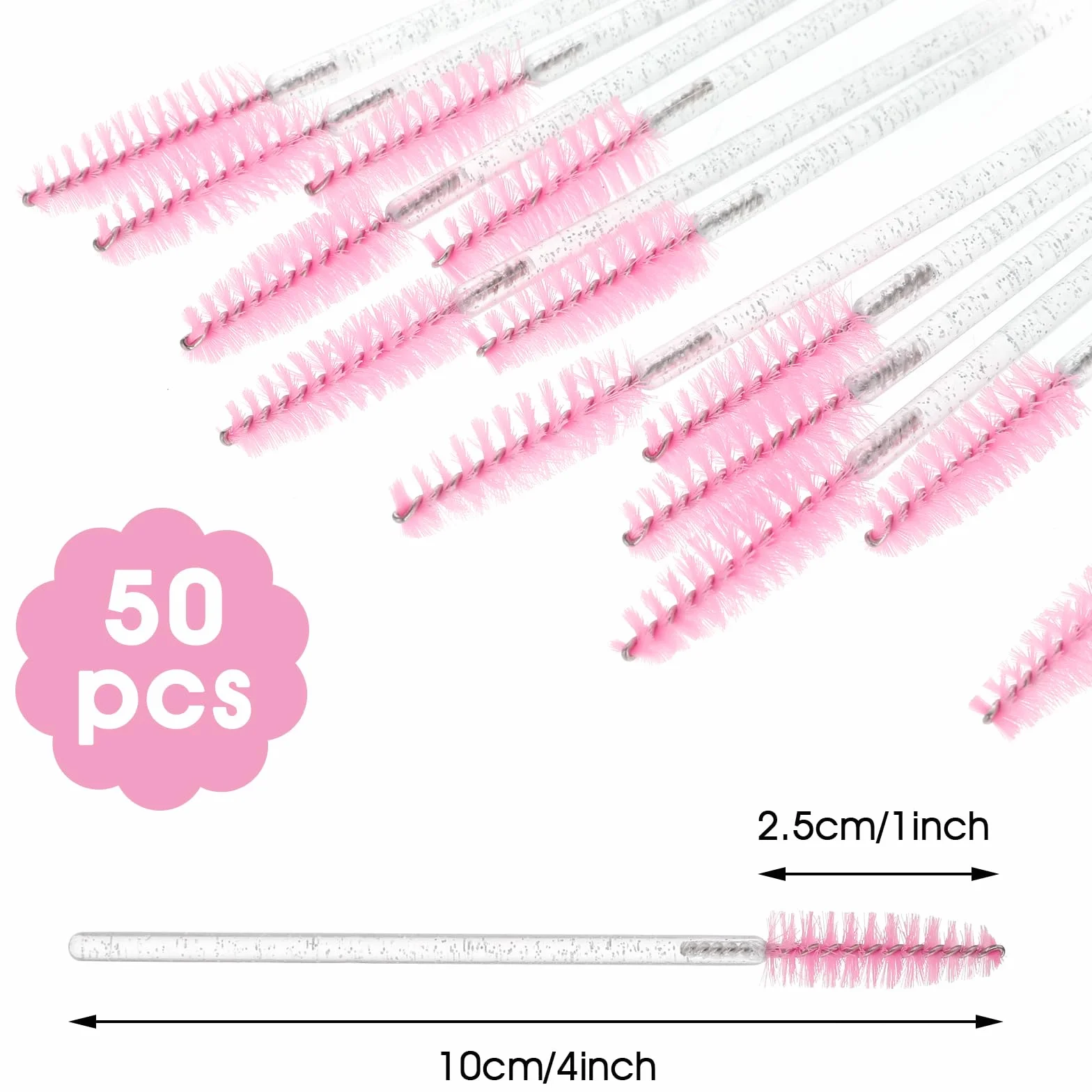 50 sztuk szczoteczek do rzęs, jednorazowe kryształowe pędzelki do rzęs, pędzle, maskara, magiczne różdżki, przedłużanie rzęs, aplikator, pędzel, kryształowe narzędzia do makijażu oczu, do salonu
