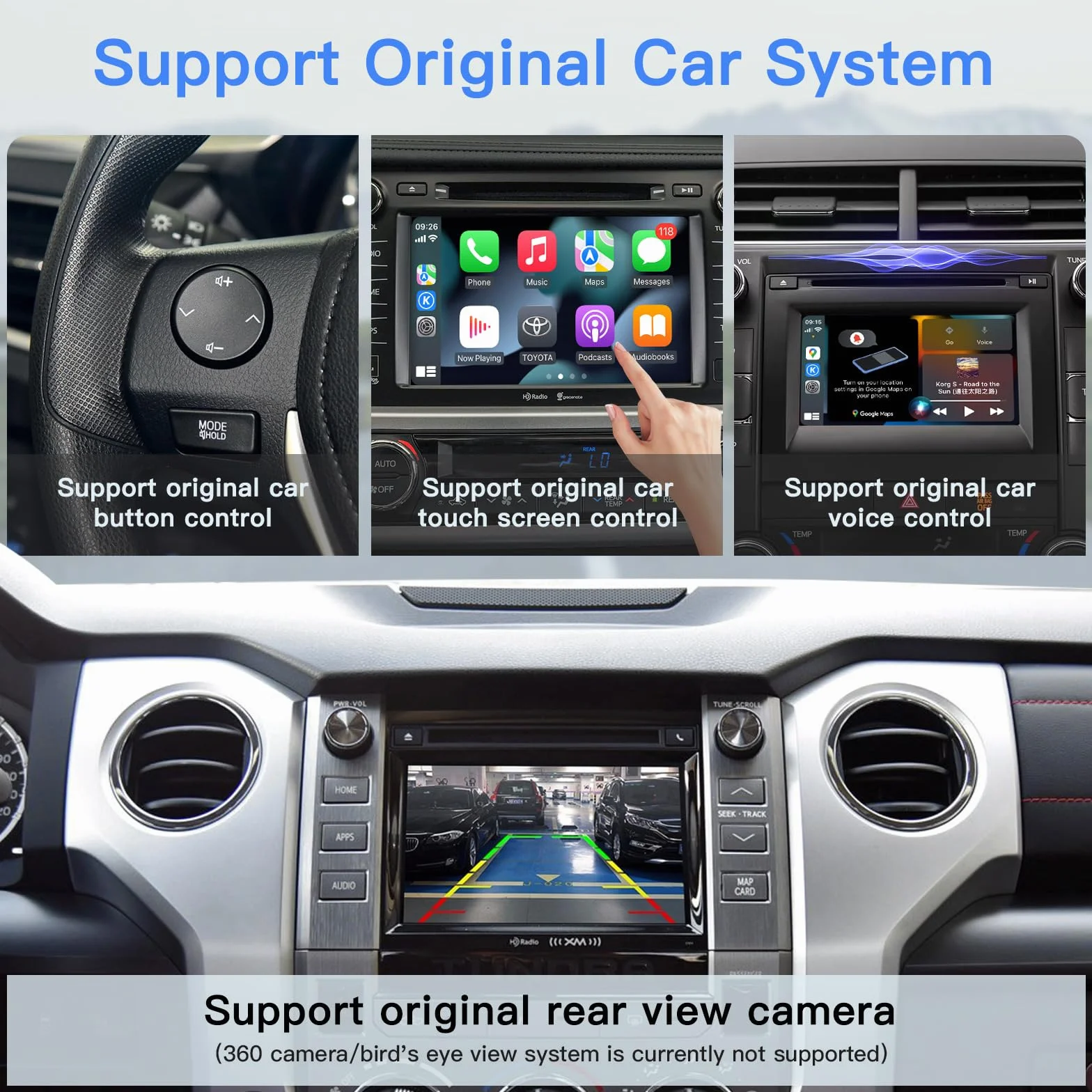 Bezprzewodowy adapter Carplay/Android do Toyota z Entune2.0 2014-2019, pasuje do Tundra/Highlander/RAV4/Tacoma/Camry/Corolla/Avalon/Prius/CH-R