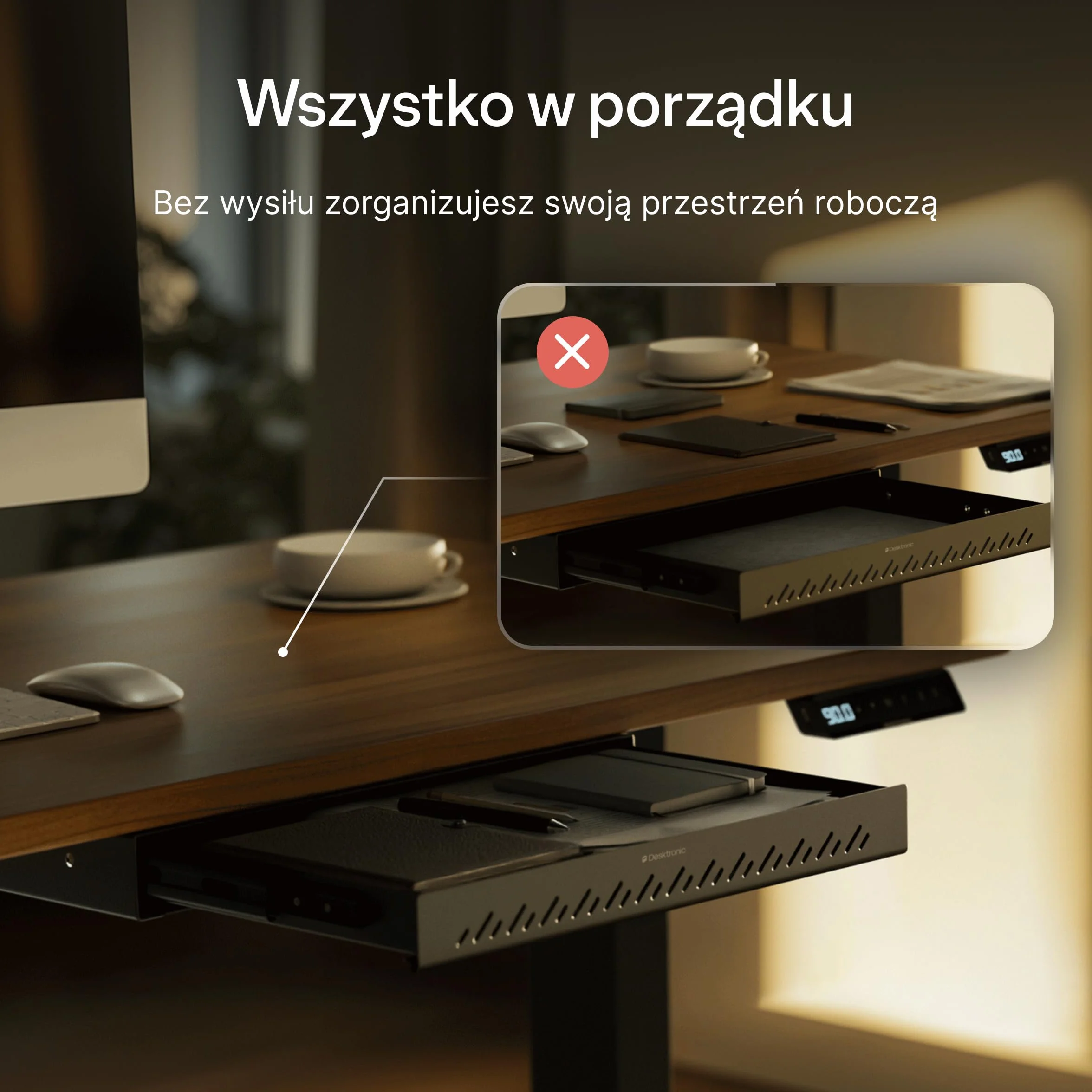 Desktronic Szuflada na biurko metalowa organizer pod biurkiem