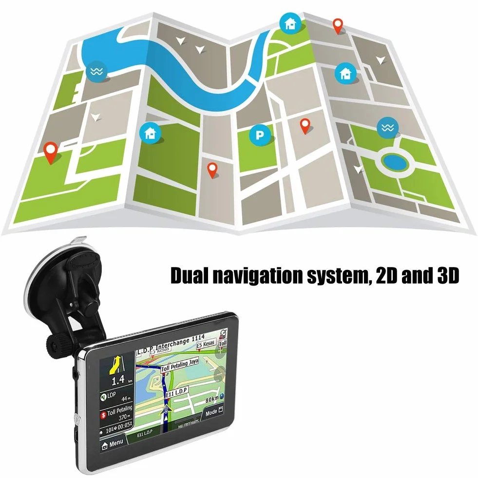 Urządzenia nawigacyjne do samochodu, nawigacja GPS, uniwersalny ekran dotykowy 5", nawigacja GPS, DDR256M, 8G, MP3, FM, mapa Europy, 1