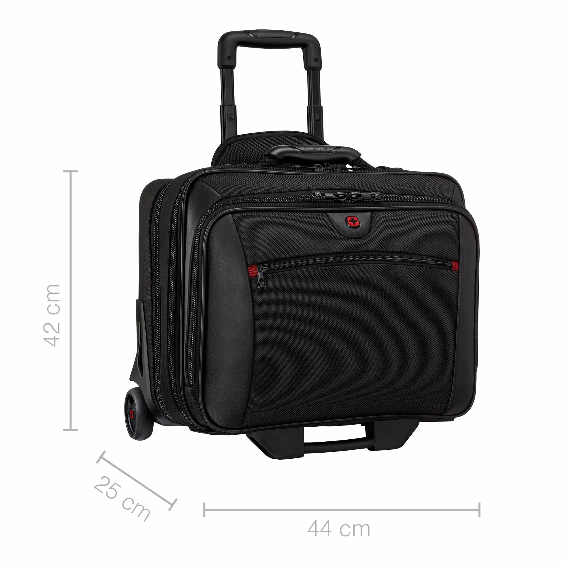 Wenger 600661 POTOMAC 17 Inch 2-Piece Business Wheeled Laptop Briefcase, Padded laptop compartment with Matching 15.4 Inch Laptop Case in Black (23 Litre),Black,42 cm