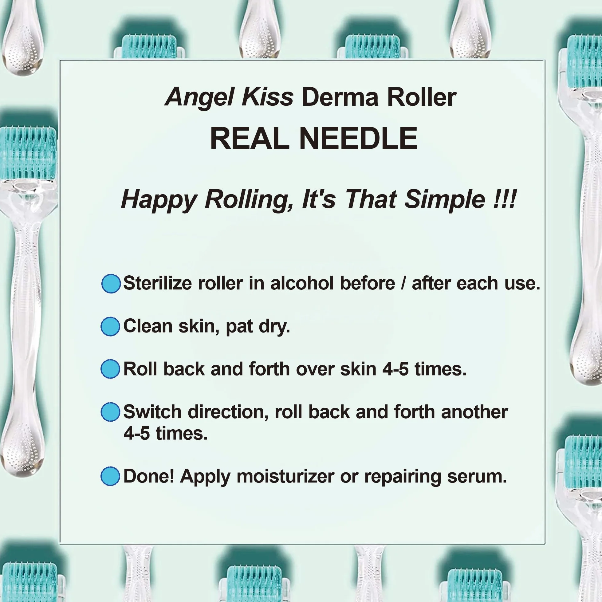 Angel Kiss Derma Roller 1,5 mm Oryginalna Igła - 192 mikroneedling ze stali nierdzewnej Derma-roller Micro Igła do twarzy ciała pielęgnacja skóry broda wzrost włosów