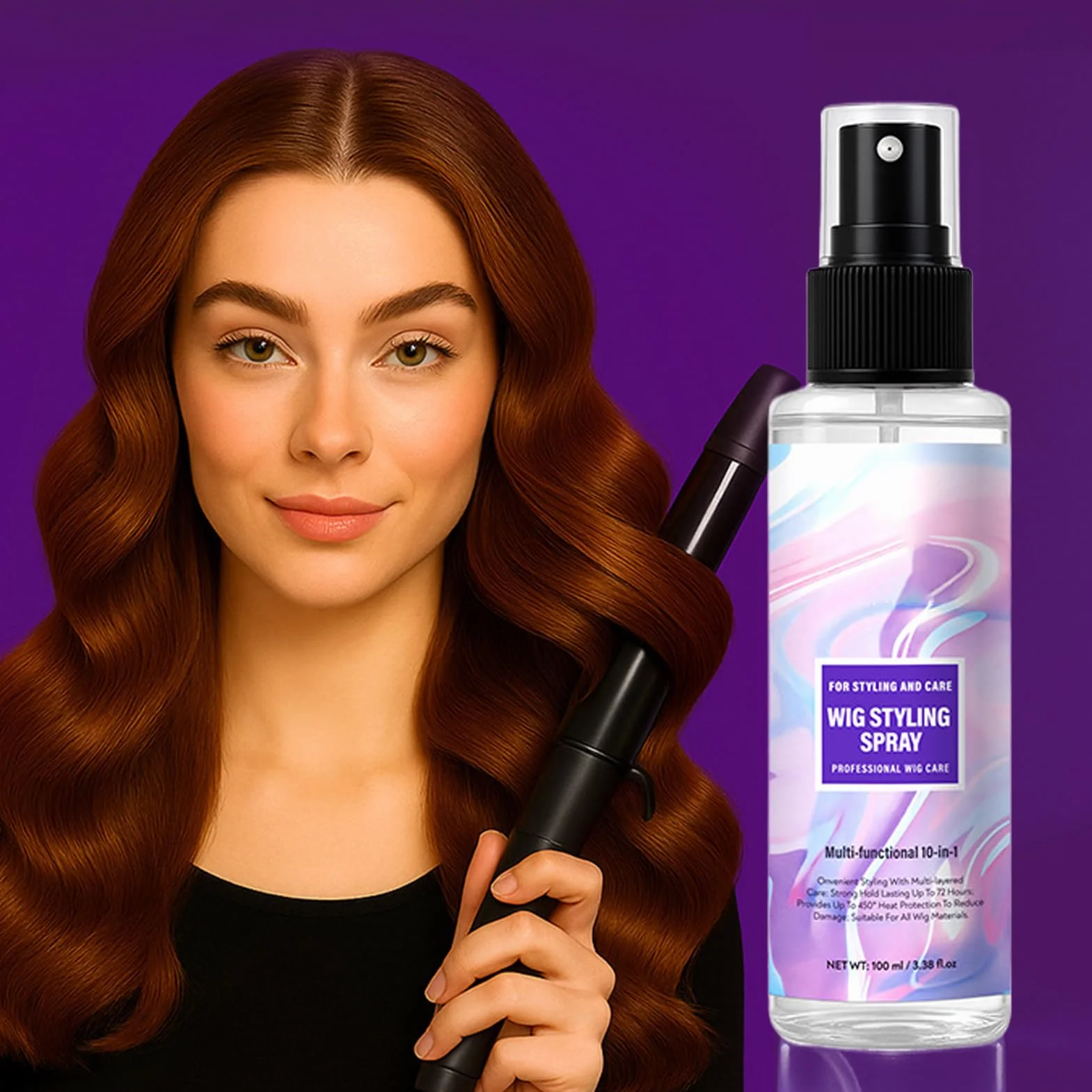 Hair Spray, Wig Spray, 100ml, Shine Without Grease, Gentle on Fibers, Nourishing Hydrating Care for Extensions, Accessories, Women, Men, Travel, Salon, Daily Use, Home, Styling