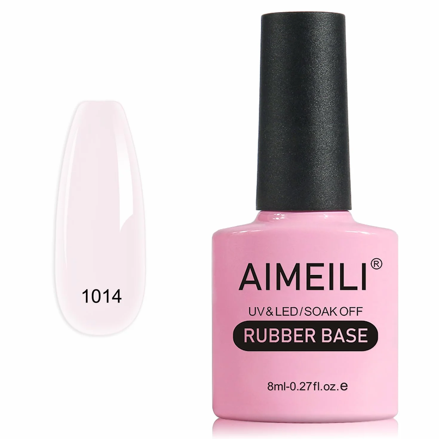 AIMEILI Gumowy żel bazowy lakier do paznokci, błyszczące wykończenie i długotrwały żel budujący lakier bazowy do paznokci Soak Off Nail Art Design - RB1014 8 ml