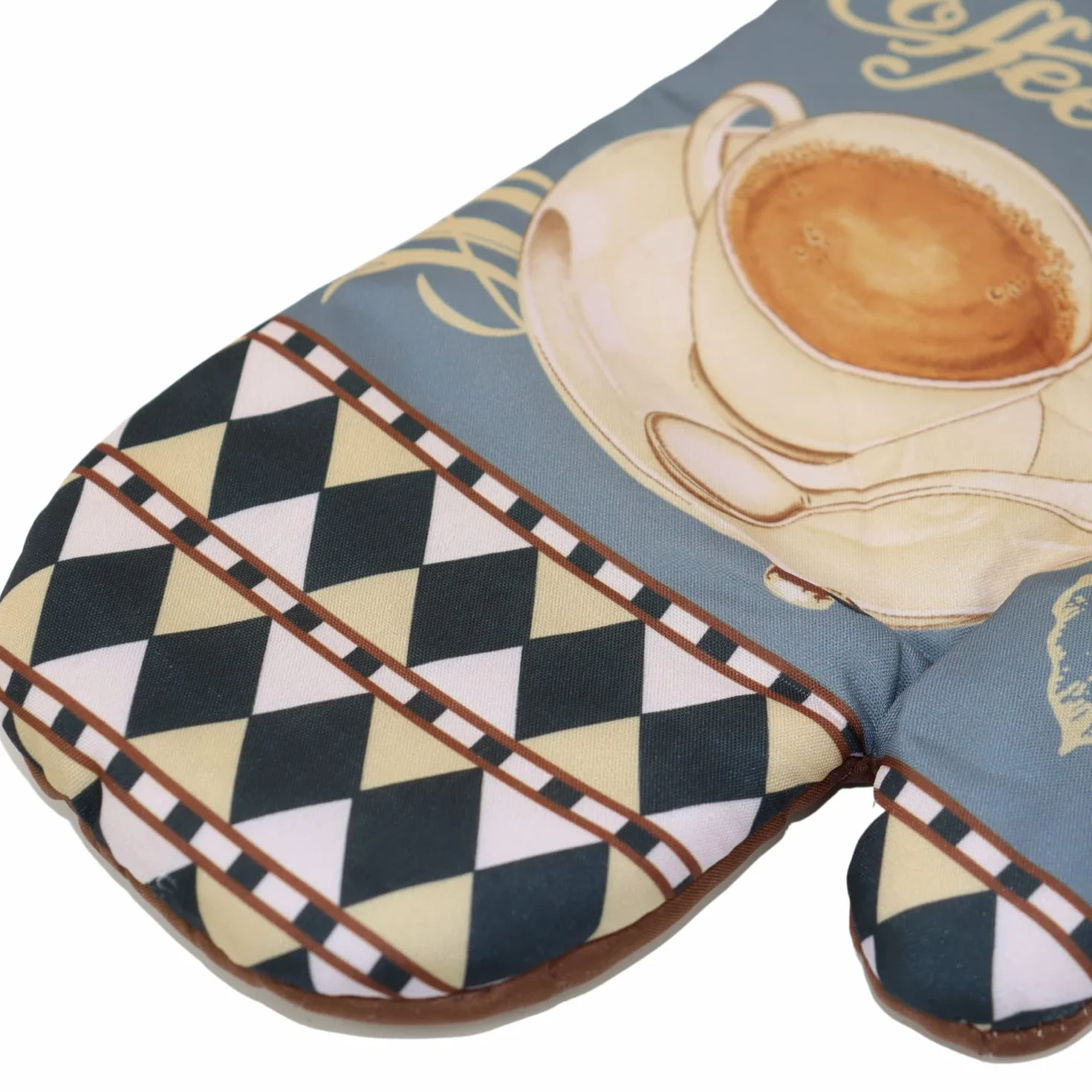 Rękawice kuchenne Coffee FS38 2-częściowy zestaw z magnesem niebiesko-brązowe