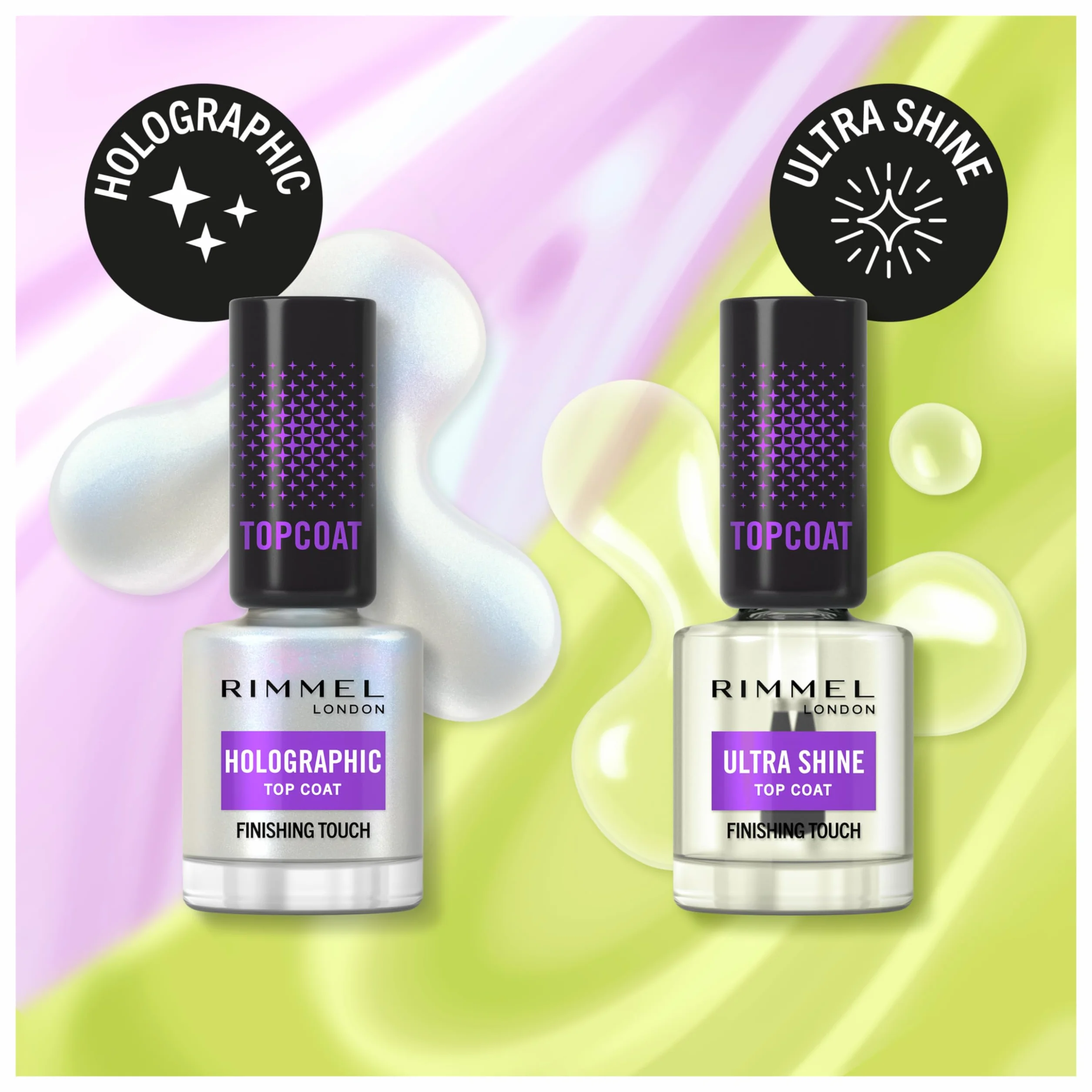 Rimmel London, Top Coat Ultra Shine, Top Coat Ultra Błyszczący i Długotrwały Chroni Kolor, Wegańska Formuła, 12ml