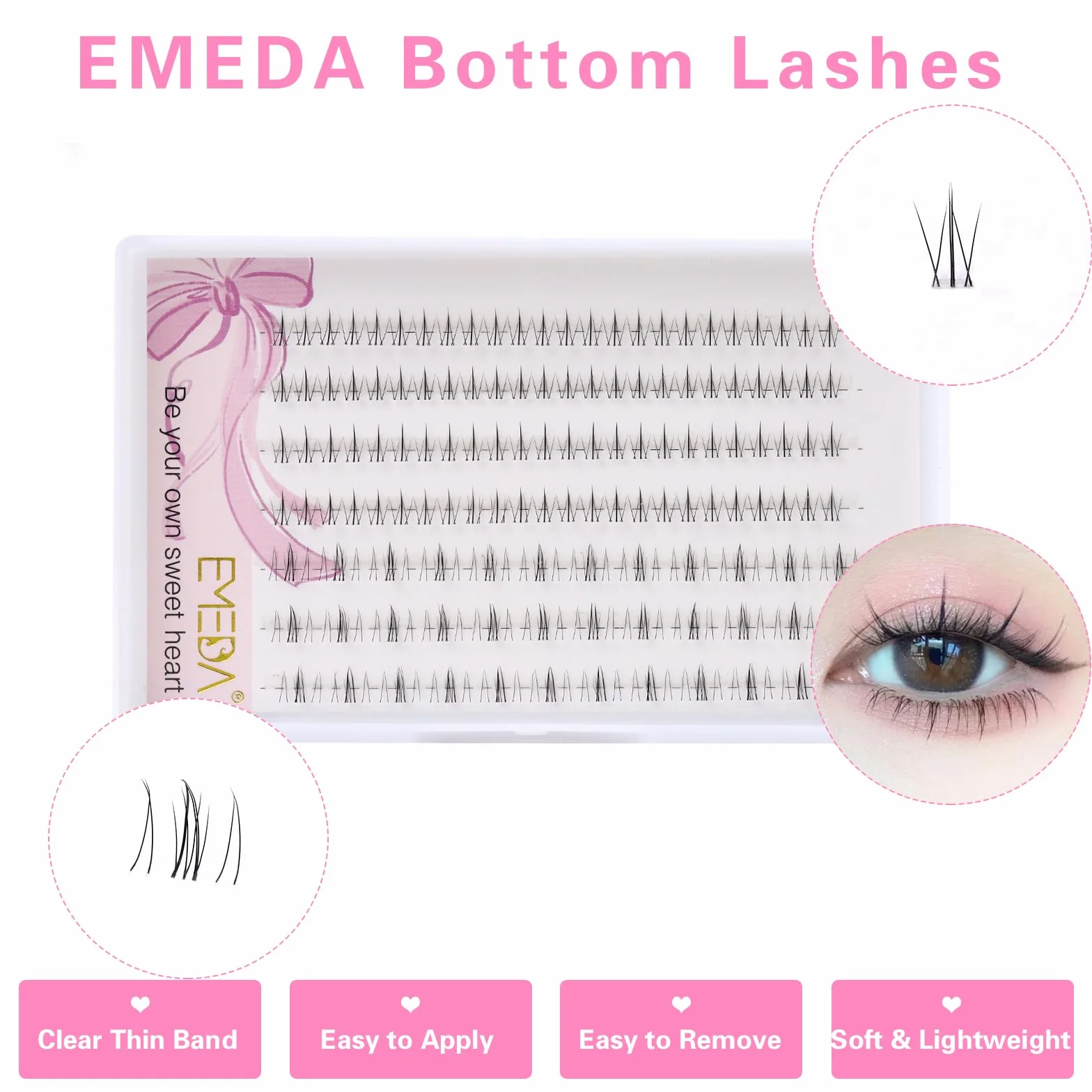 EMEDA DIY przedłużanie rzęs mix D curl 8mm 10mm 12mm Indywidualne rzęsy klastra z pęsetą Super cienka taśma DIY rzęsy Wielokrotnego użytku Naturalne Fałszywe rzęsy klastry rzęs (D08)