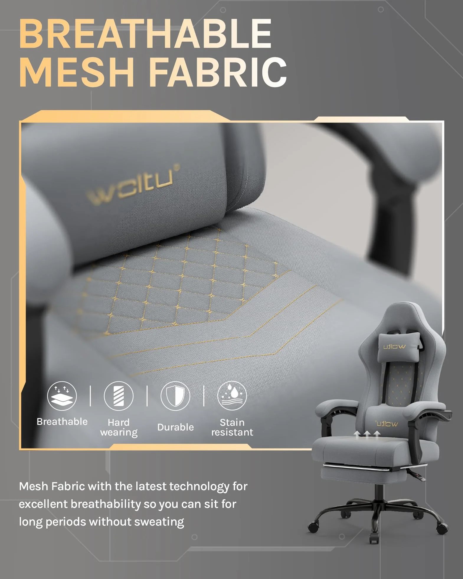 WOLTU Fotel gamingowy z funkcją masażu, krzesło komputerowe z poduszką z kieszeni, fotel dla graczy, ergonomiczny, obrotowy fotel z poduszką pod głowę, poduszka lędźwiowa, podnóżek, 150 kg,