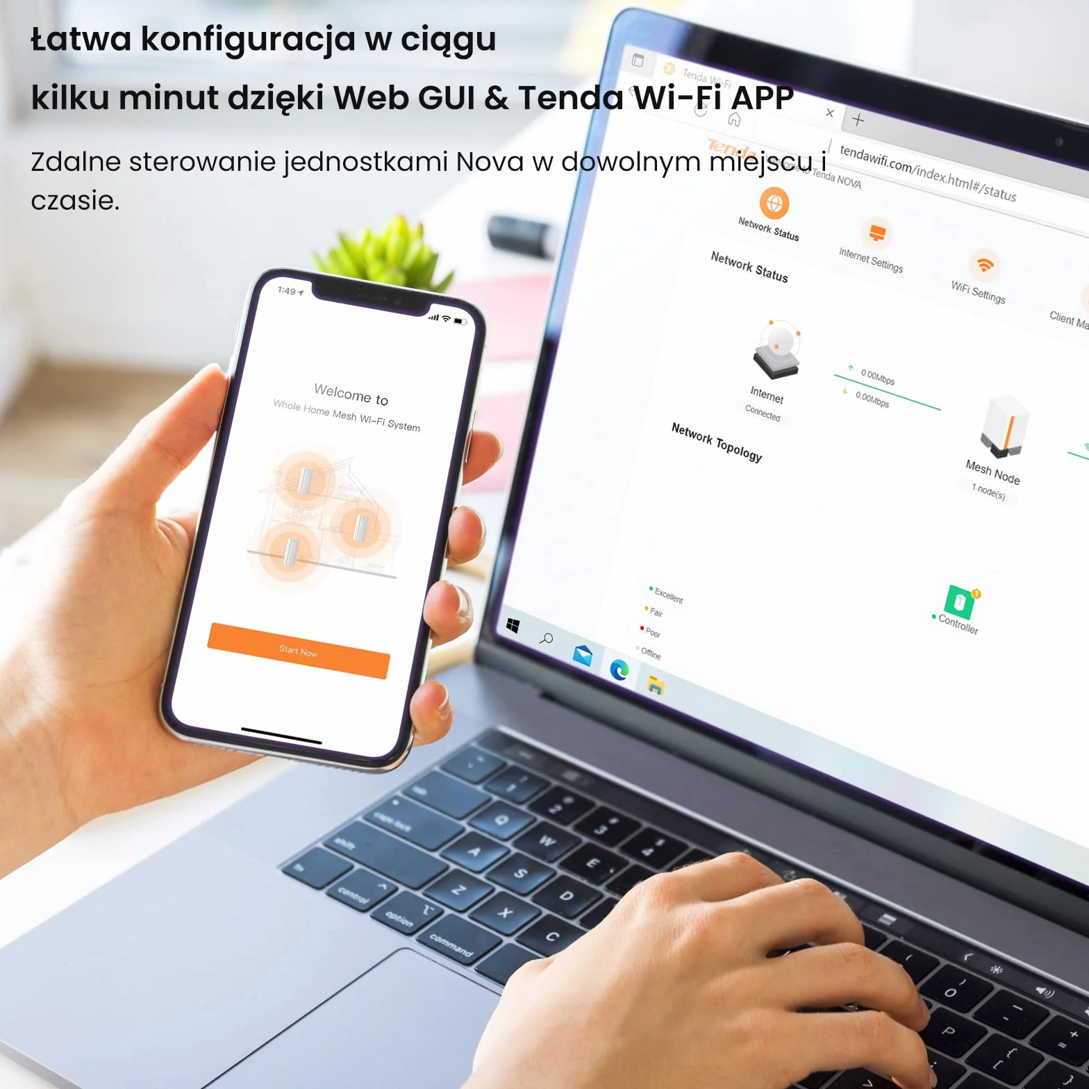 Tenda Nova MX12 Mesh WLAN System – AX3000 Wi-Fi 6 Dualband Mesh Set – zalecany do domów z 1-2 sypialniami – 6 x port Gigabit – zastępuje router i repeater – sterowanie za pomocą aplikacji – WPA3, 2