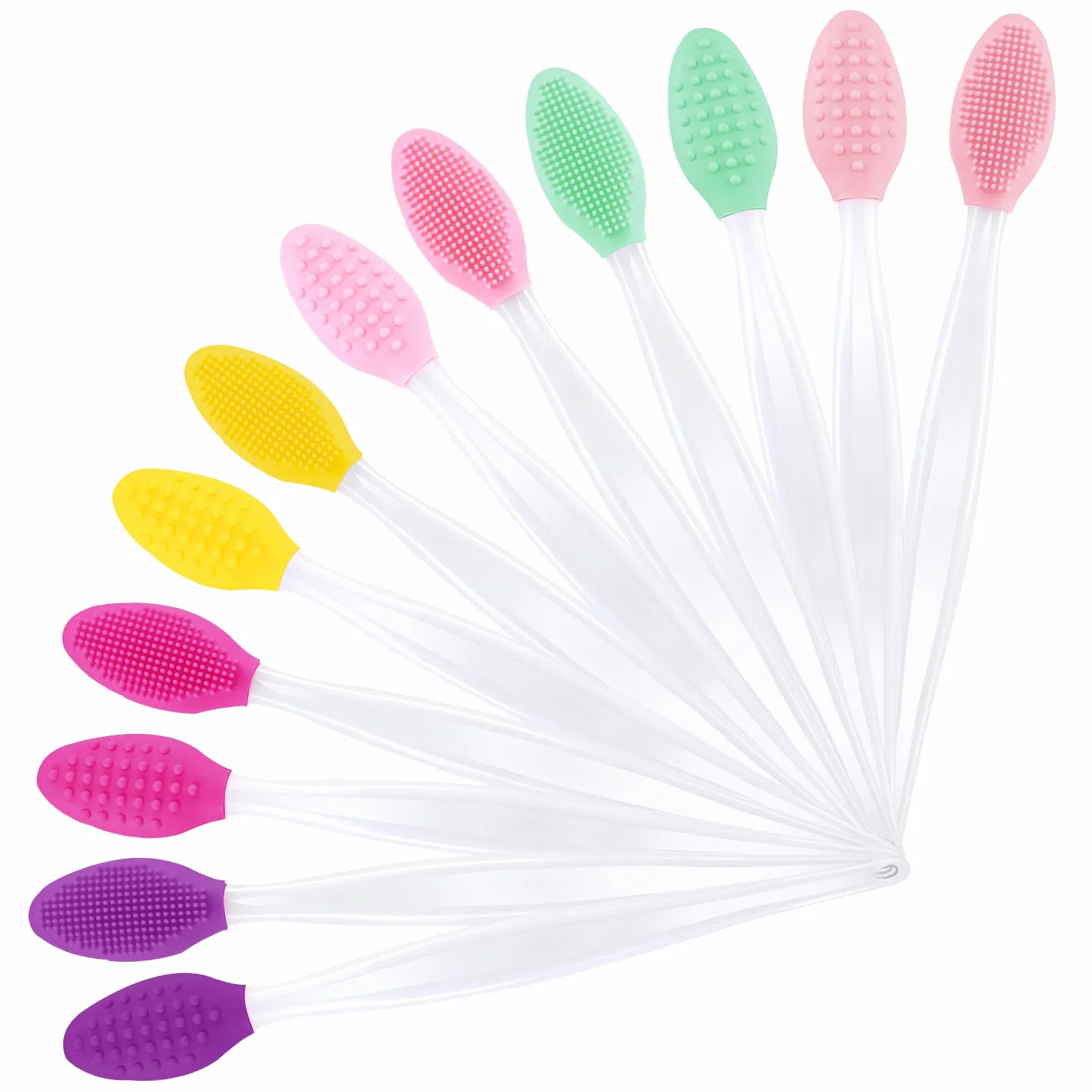Lusofie 12 sztuk Szczotka do złuszczania ust Dwustronny silikonowy pędzel do ust Mini peeling Brush do ciemnych ust dla mężczyzn i kobiet Mini szczotka do pielęgnacji ust