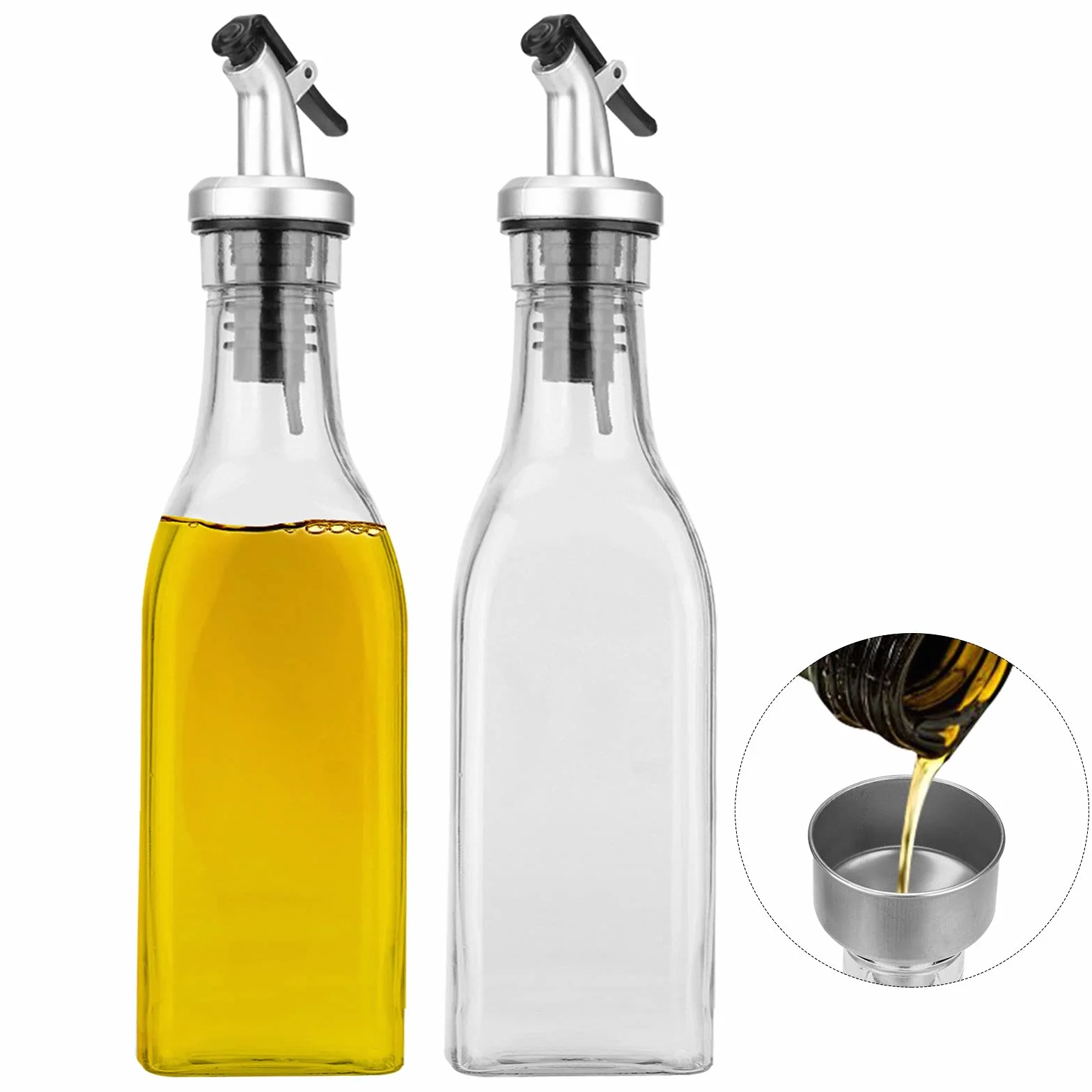 Dozownik oleju, butelka oliwy z oliwek 200 ml*2 szt. Dozownik octu i oleju do kuchni, grillowania, sałatek z makaronu i gotowania