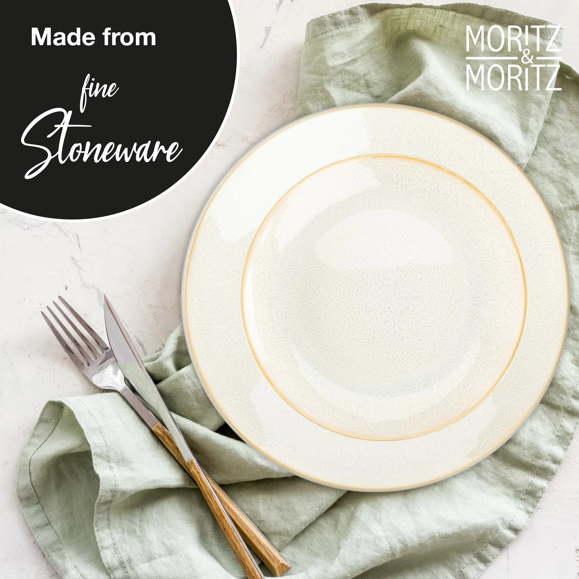Moritz & Moritz SENSE 24-częściowy zestaw naczyń kamionkowych dla 6 osób, beżowy, do mikrofali i zmywarki