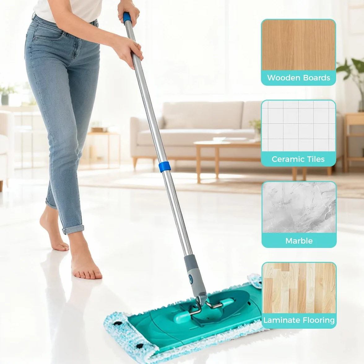 2 sztuki nakładki do mopa Leifheit Twist/ Combi Xl Micro Duo, 48 cm Nakładka zamienna do mopa Leifheit, szybko usuwa plamy bez pozostawiania smug, bardzo chłonna, można prać i używać wielokrotnie