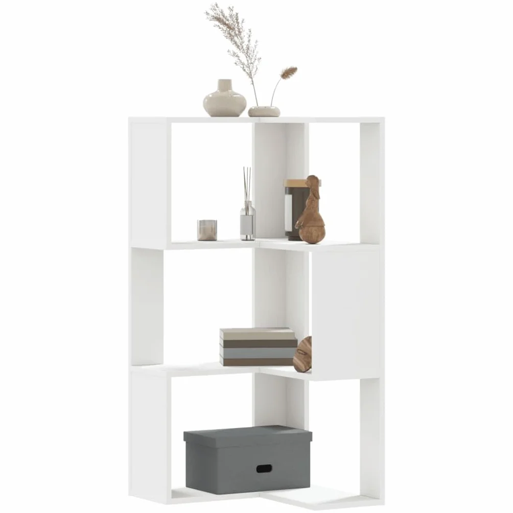 vidaXL 3-poziomowy regał narożny biały 50x50x102 cm