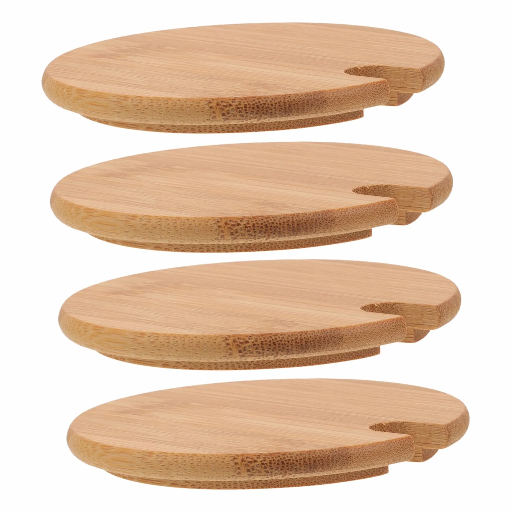 4pcs Bamboo Round Mug Lid Easy Install Cup Cover Hole for Tea Water Cups
