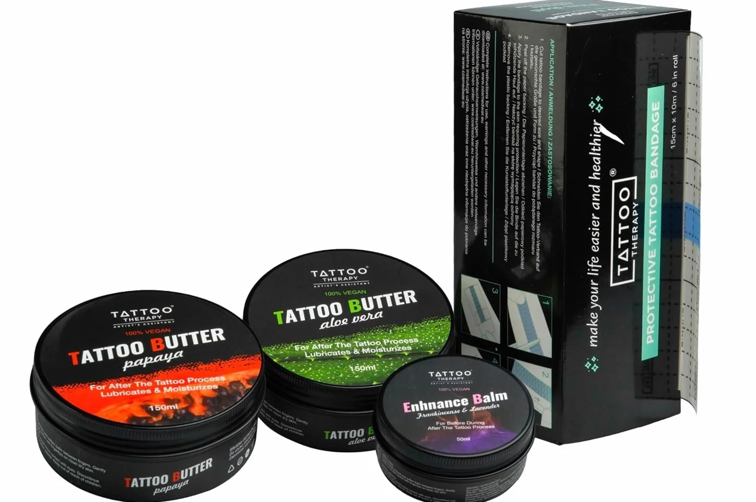 Tattoo Therapy ® - Masło do tatuażu Papaya 150 ml – 100% naturalne, hipoalergiczne masło krem do tatuażu – Wegańskie masło do pielęgnacji tatuażu