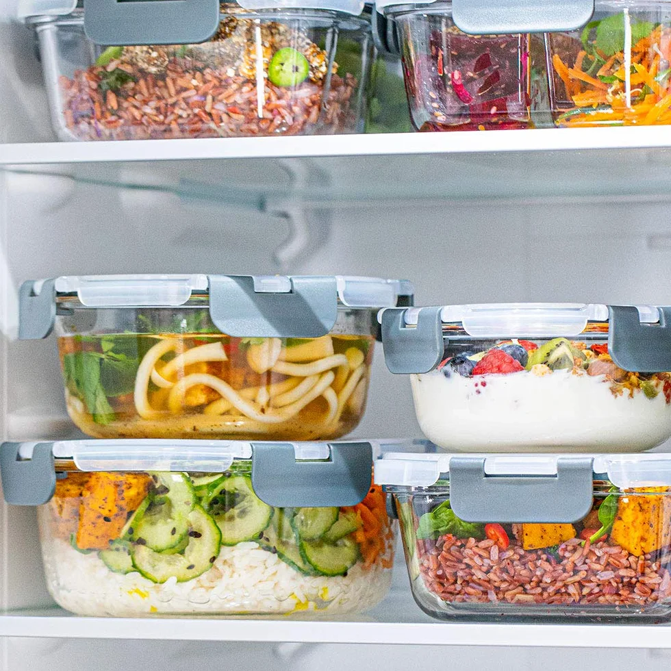 Igluu Meal Prep – Szklane pojemniki na żywność okrągłe z pokrywkami (3 szt.) – Hermetyczne, Bez BPA – Do piekarnika, mikrofalówki, zamrażarki i zmywarki – 400 ml, 650 ml i 950 ml – Szkło borokrzemowe