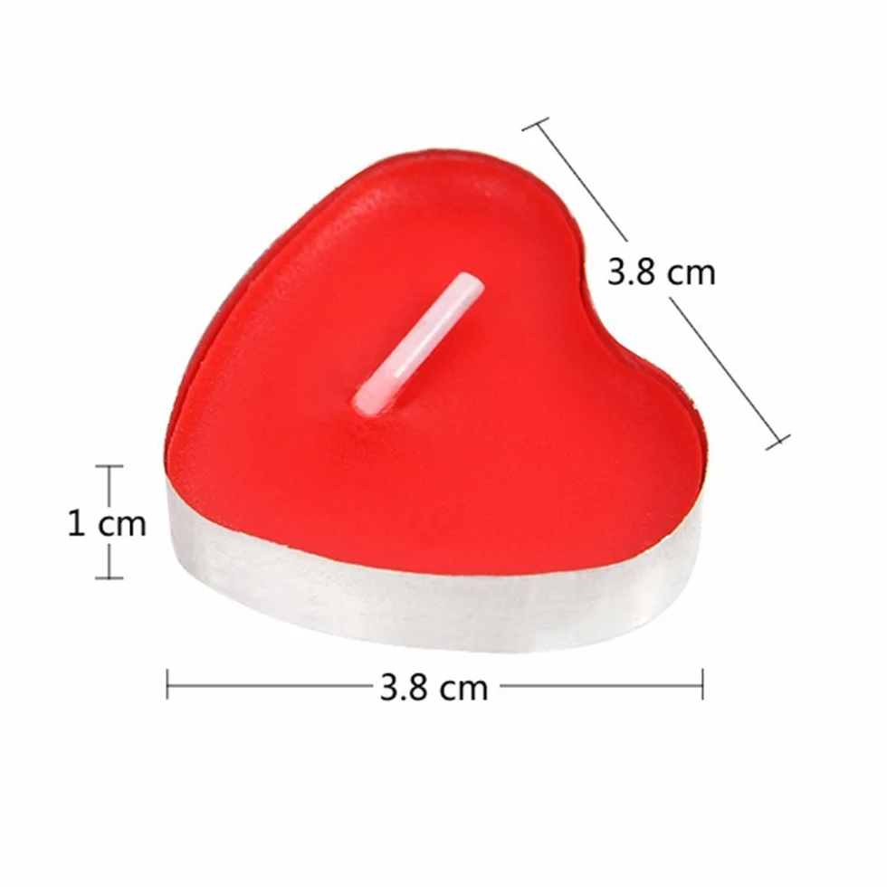 Zestaw 50 świeczek tealight w kształcie serca, bez dymu, czerwone