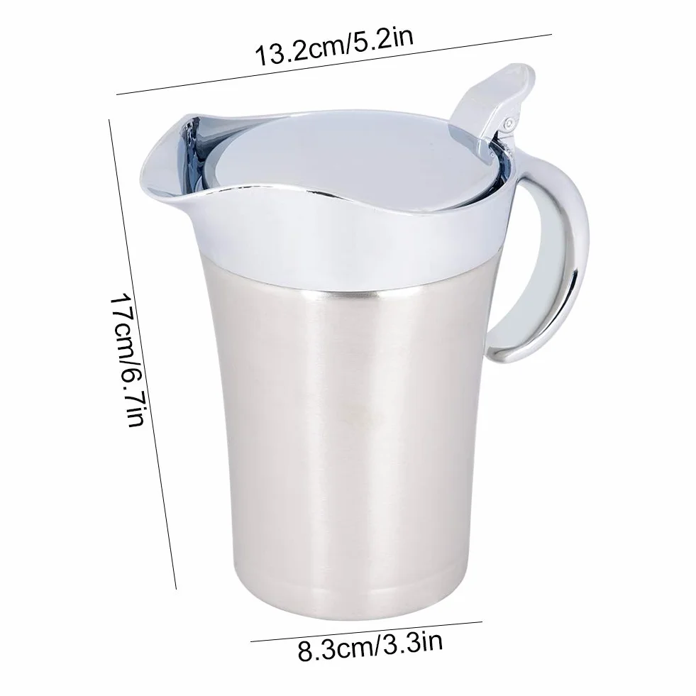 Sosjerka z pokrywką, stal nierdzewna 304, izolacja termiczna, podwójna ścianka, sos, łódź, dzbanek do serwowania, łatwy do nalewania (750 ml)