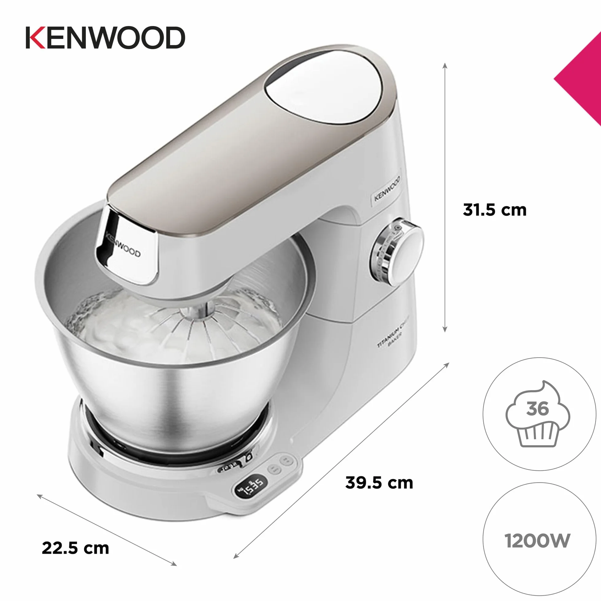Kenwood Titanium Chef Baker Robot Kuchenny 5 l Biały