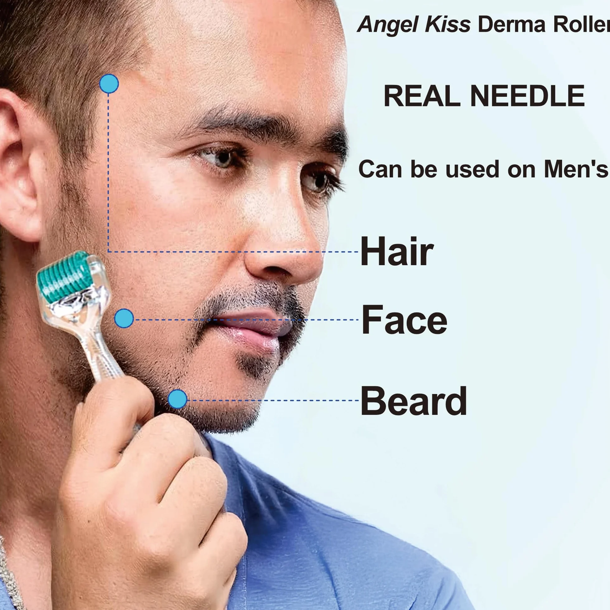 Angel Kiss Derma Roller 1,5 mm Oryginalna Igła - 192 mikroneedling ze stali nierdzewnej Derma-roller Micro Igła do twarzy ciała pielęgnacja skóry broda wzrost włosów