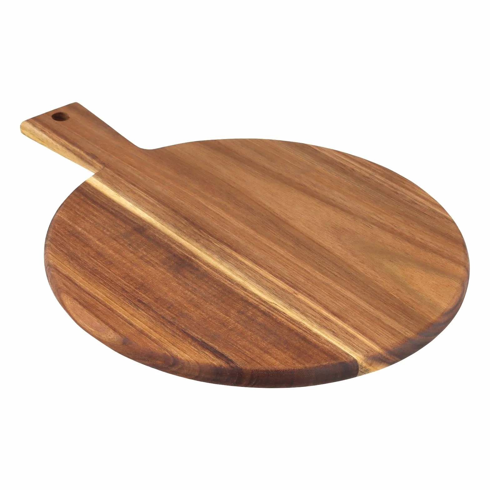 Drewniana deska do pizzy 30 cm z uchwytem, okrągła, brązowa, zestaw 2 sztuk