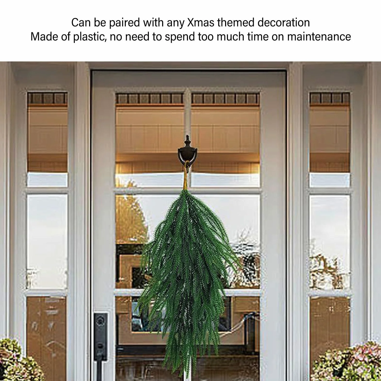 Ausla Norfolk Pine Teardrop Swag, 68 Cm / 26,77 Cali Długości, 2 Sztuki, Zielony Plastik