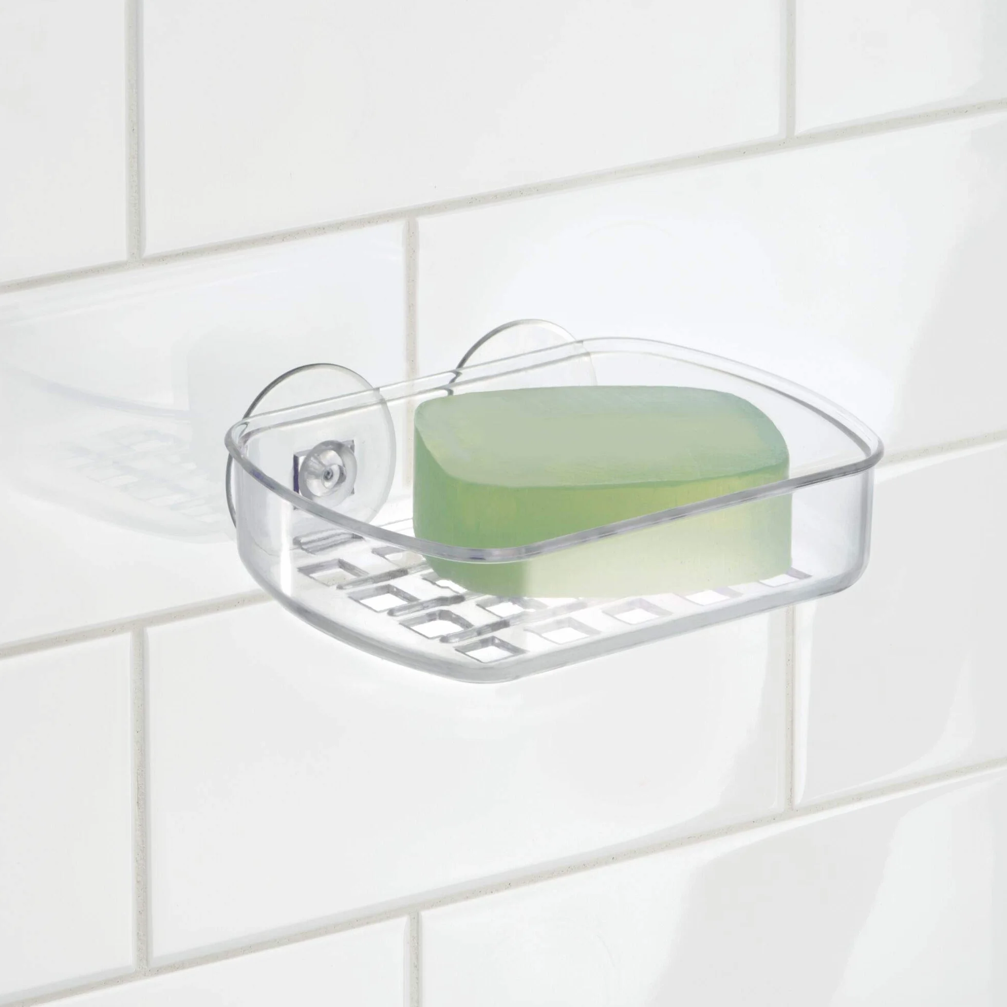 iDesign mydelniczka z przyssawką z tworzywa sztucznego bez BPA - 13,3 cm x 10 cm x 5 cm, przezroczysta, 19600