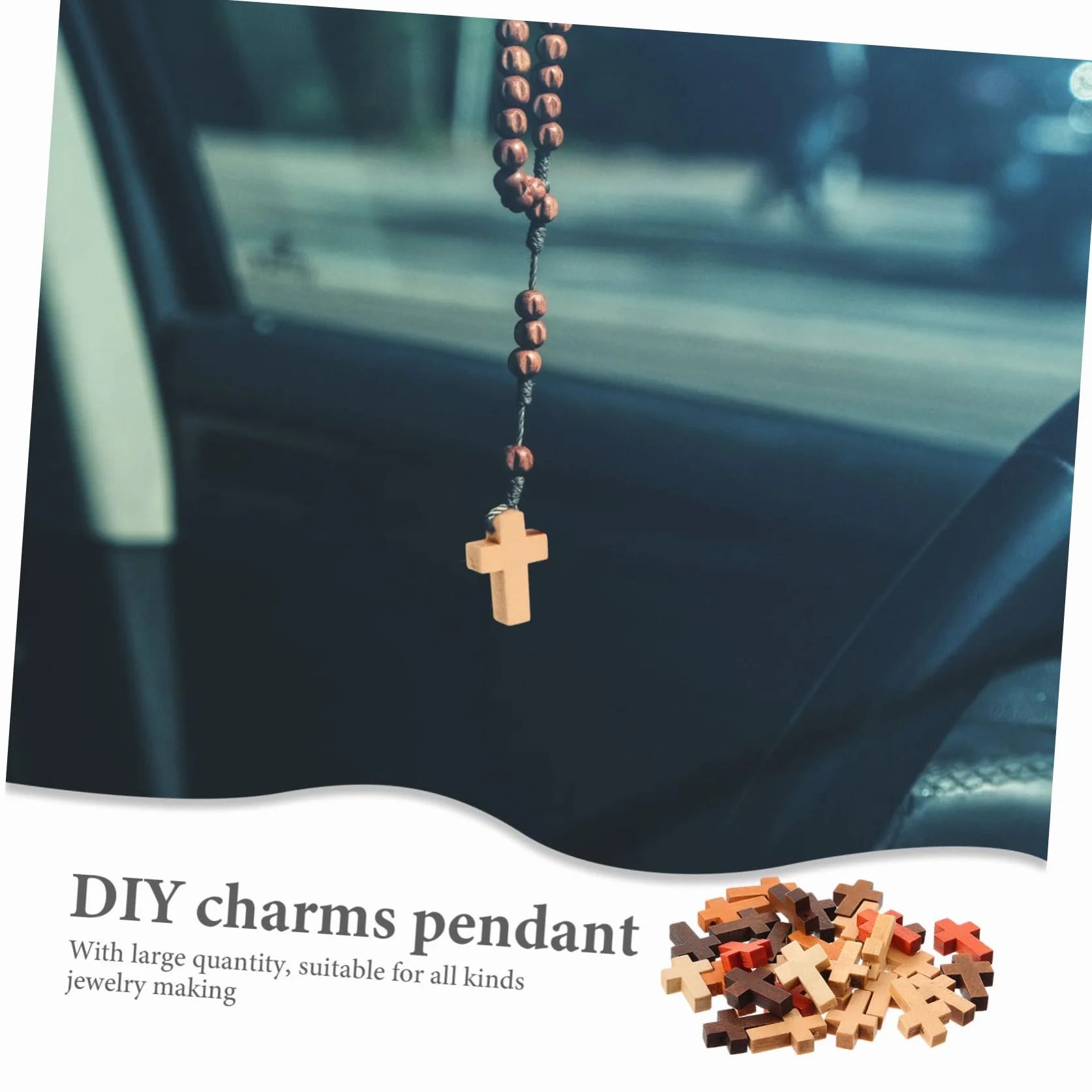 Generic 50szt Drewniany Krzyż Wisiorki z Krzyżykami Wisiorki z Motywem Religijnym Zestaw Do Robienia Różańca Koraliki Krzyżowe Do Bransoletek Religijne Amulety Bransoletka Drewno Naszyjnik