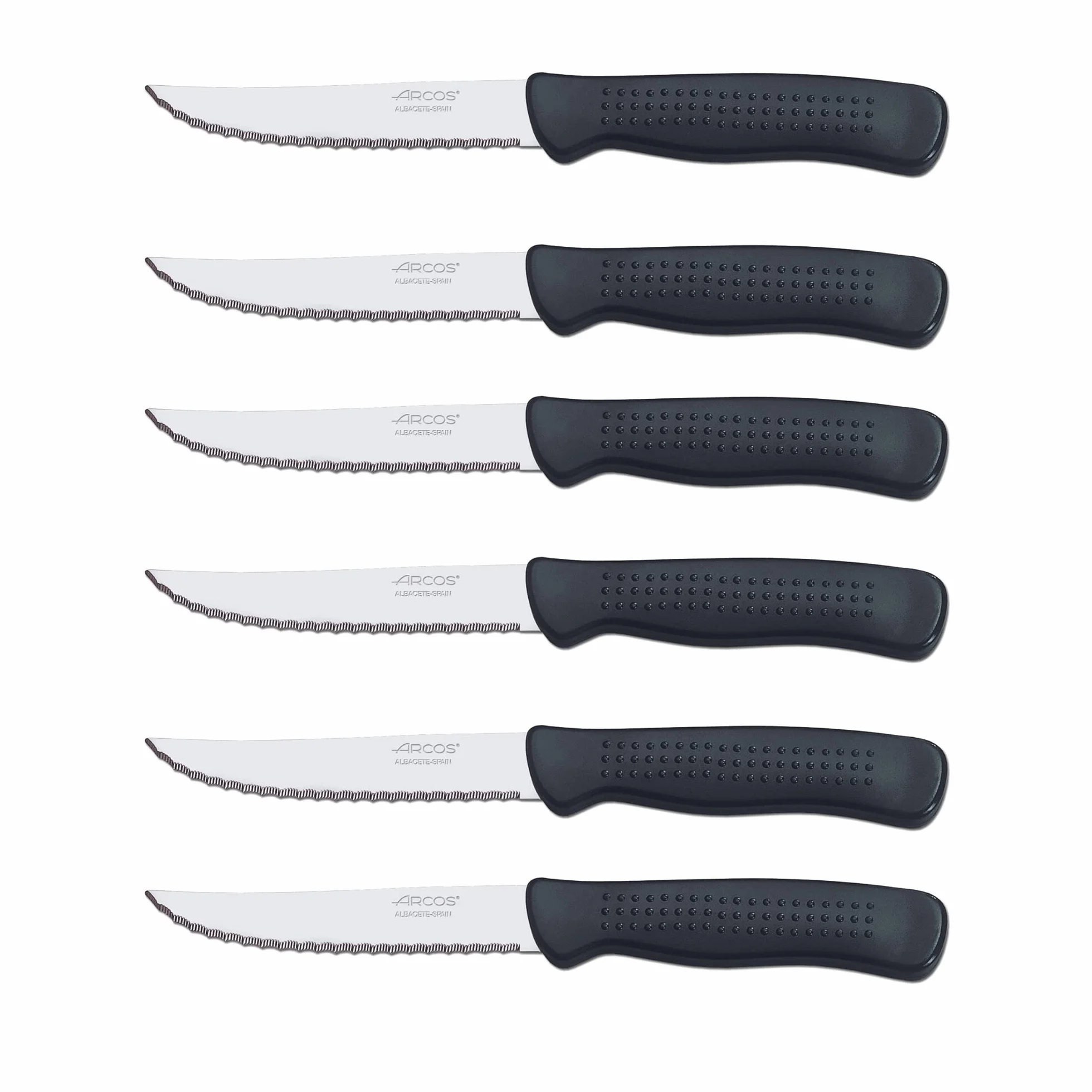Arcos Noże stołowe do steków 6 sztuk ostrze 110 mm (4 cale) czarne
