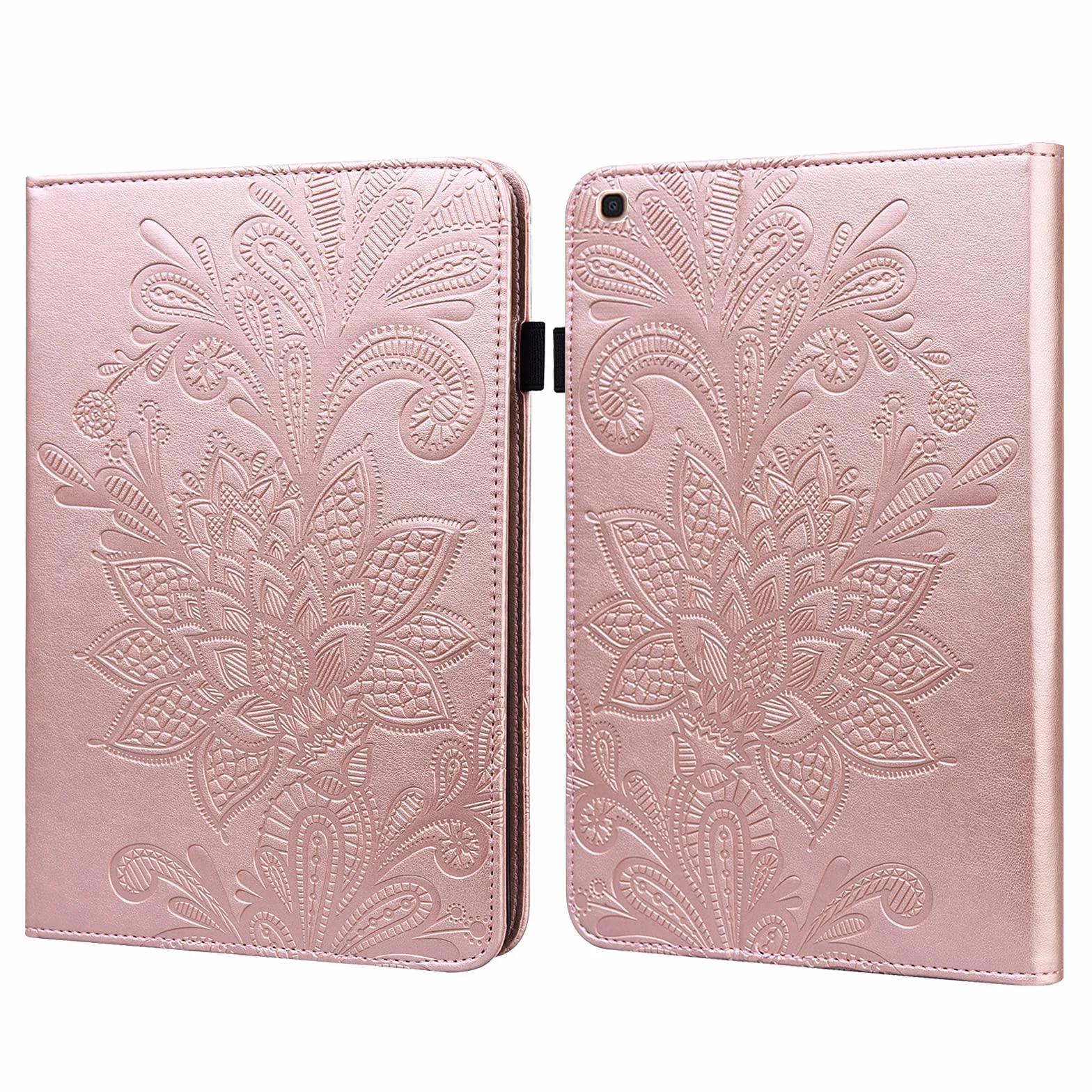 Etui do tabletu Samsung Galaxy Tab a 10.1 2019 (SM-T510/SM-T515) z folią ochronną i rysikiem - ultra cienki uchwyt na długopis funkcja stojaka Flip Cover skóra etui (różowe złoto)