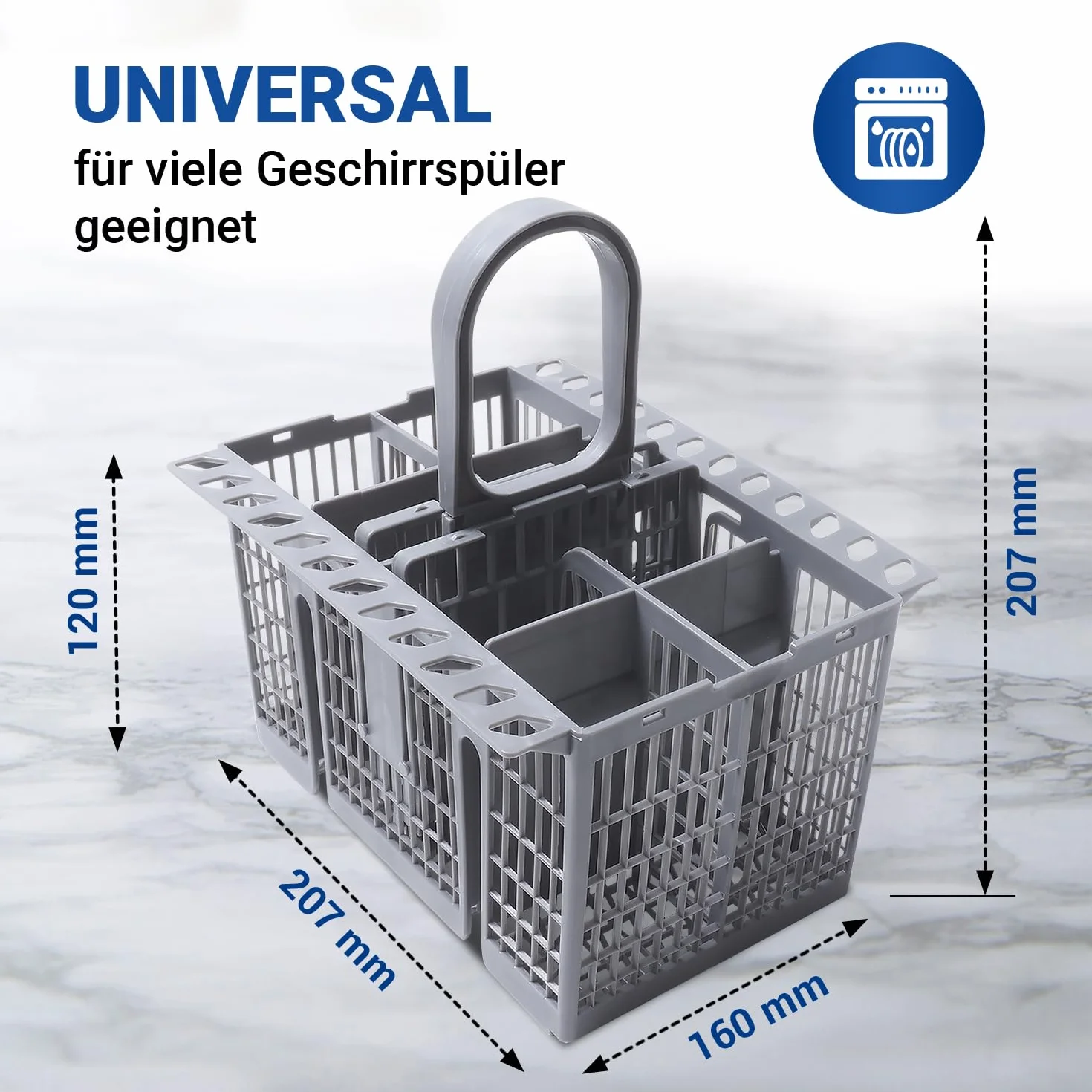 VIOKS Kosz na sztućce do zmywarki 3-częściowy zamiennik do Whirlpool Bаuknecht 488000386607 Indesit Hotpoint C00386607 kosz na sztućce do zmywarki - pojemnik na sztućce do dolnego kosza i koszy do