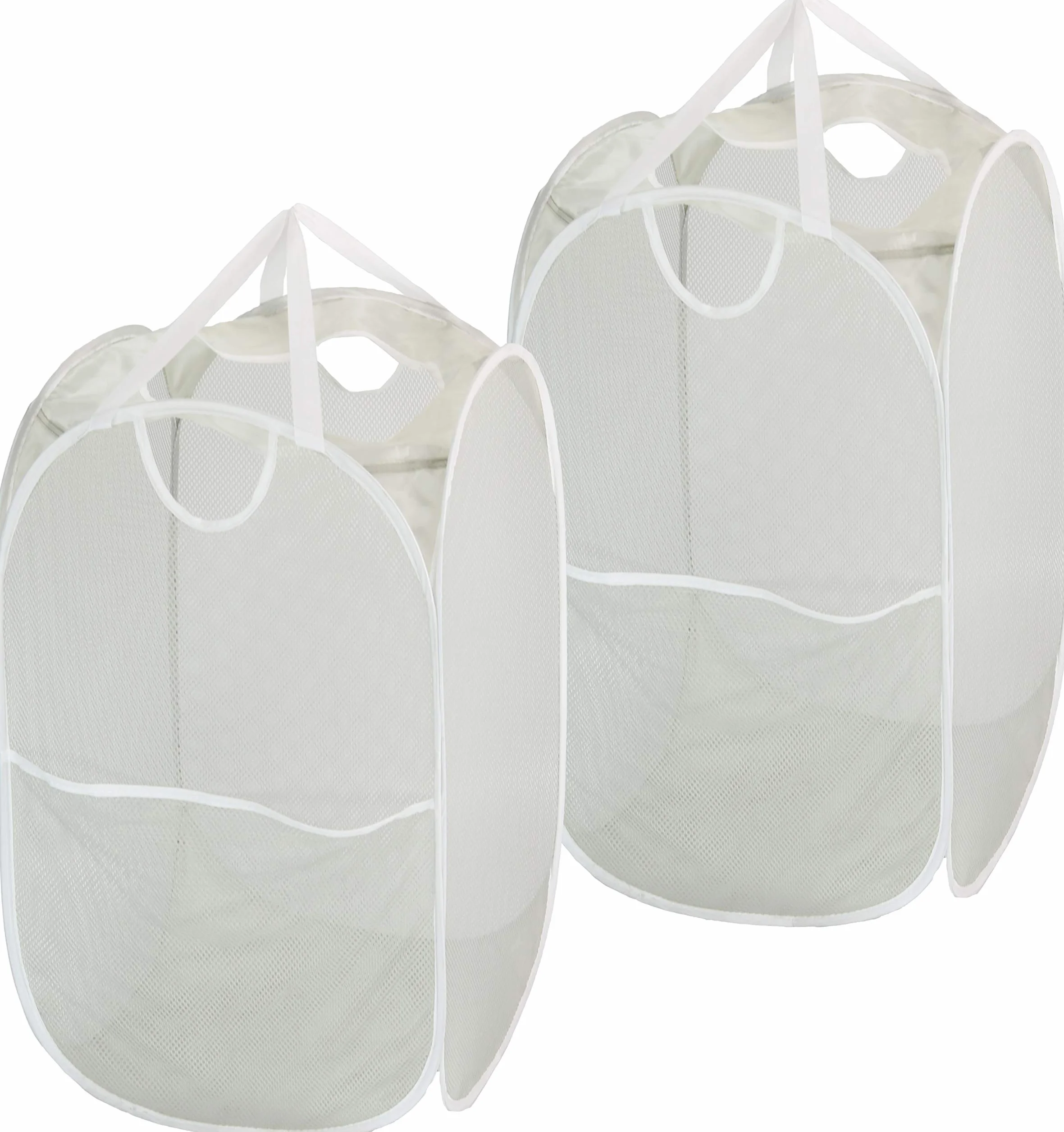 Simple Houseware Mesh Pop-Up Laundry Hamper Basket With Side Pocket, Gray - 2 Pack