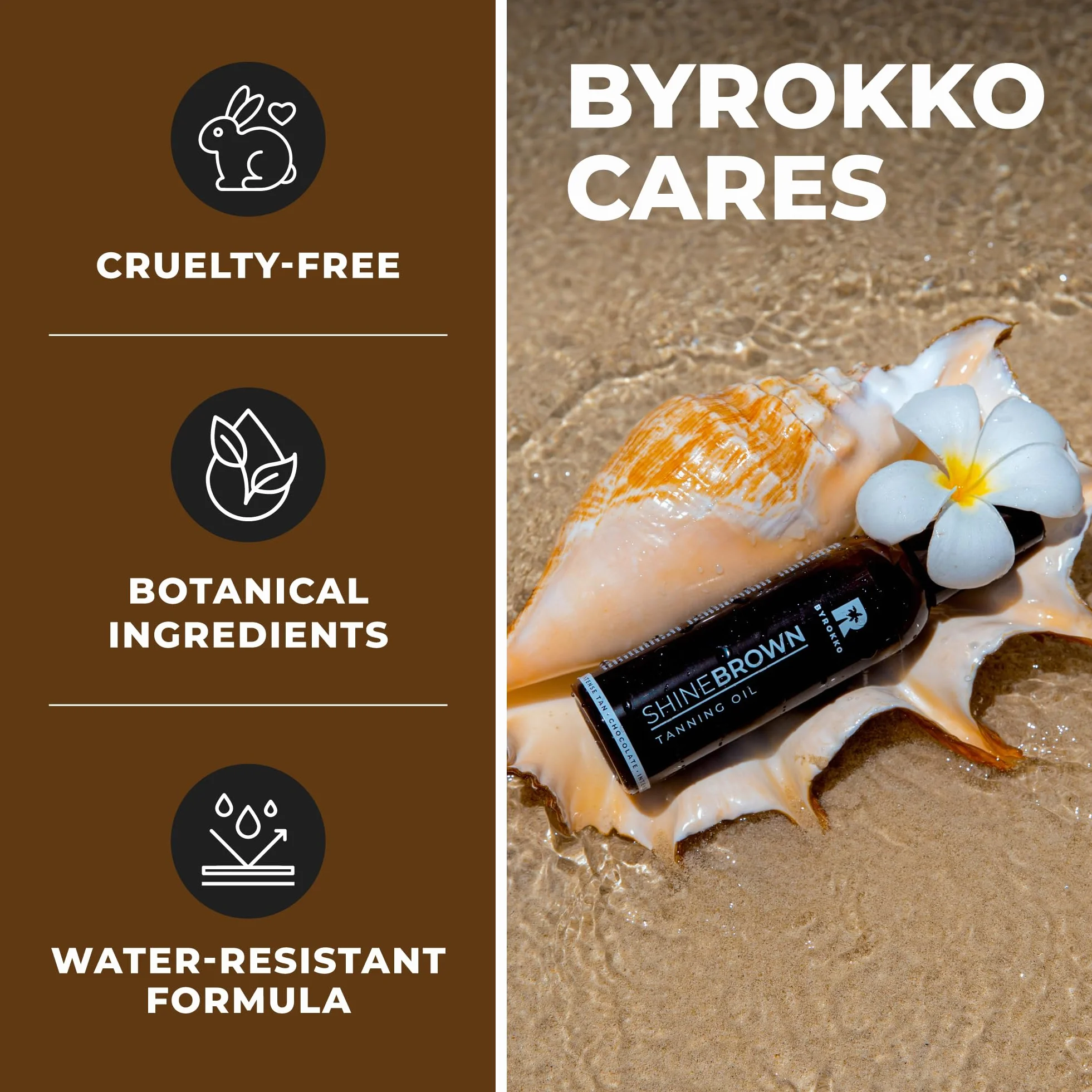 BYROKKO Shine Brown Chocolate olejek do opalania (145 ml), olej do solarium do szybkiej opalenizny czekoladowej, olej do opalania do solarium i zastosowań na zewnątrz, uzyskaj naturalną opaleniznę