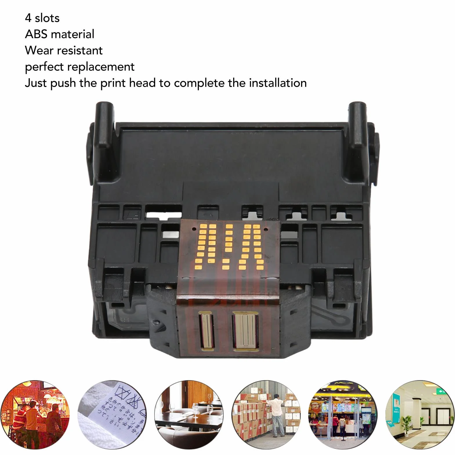 Acouto Głowica drukująca z 4 gniazdami do OfficeJet Pro 6000 7000 6500 6500A 7500A zamiennik głowicy drukującej przezroczysty nadruk ABS nadruk 4 gniazda głowicy drukującej zamiennik głowicy