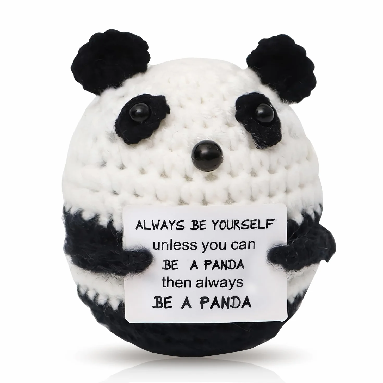 Ręcznie robiona szydełkowa panda z inspirującą kartą, prezent dla kobiet i dziewcząt na urodziny i Boże Narodzenie