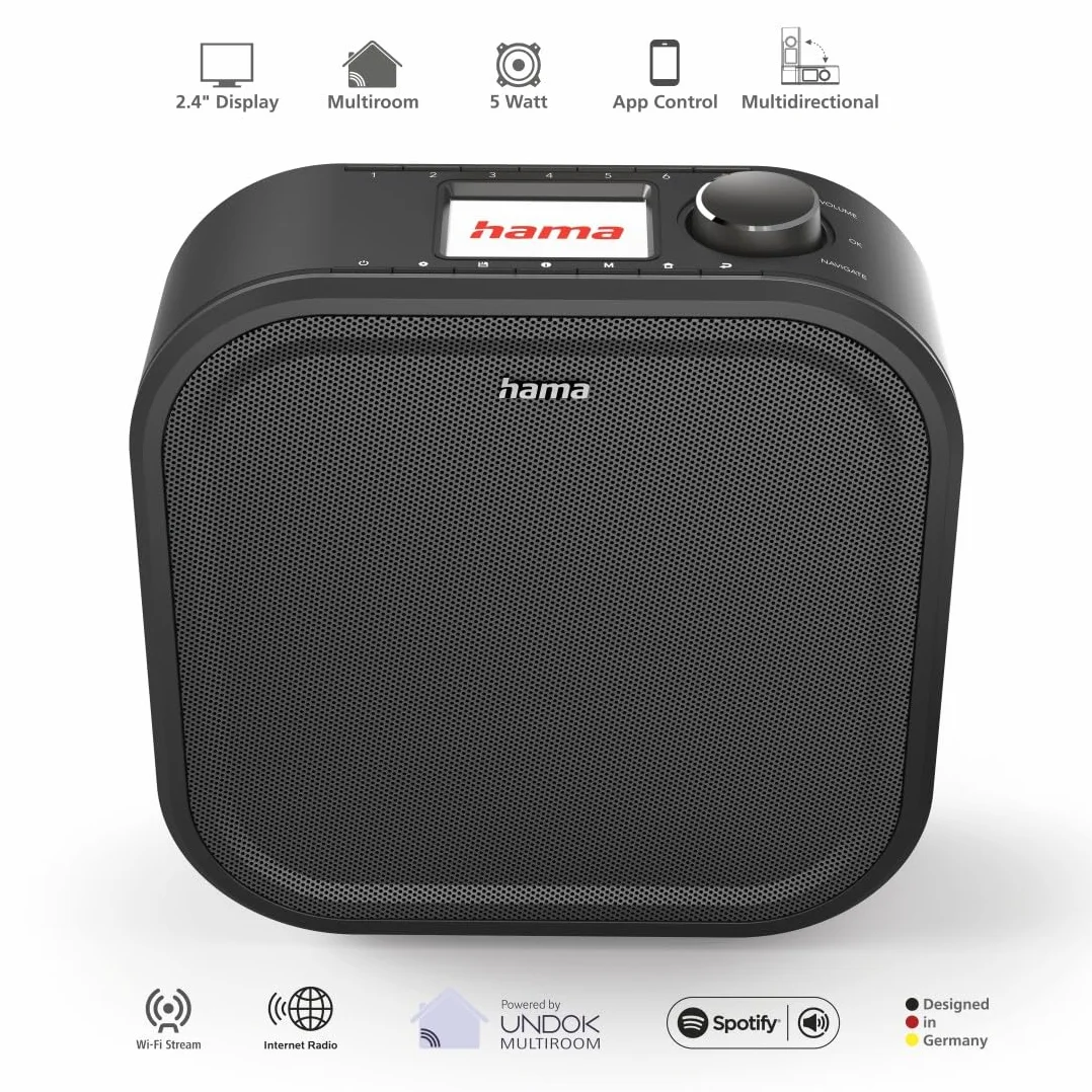 Hama Radio internetowe Hama DIR355BT DAB/DAB+, Bluetooth i Spotify (radio kuchenne FM, z wejściem AUX, z funkcją budzika i wyświetlaczem, radio podszafkowe z płytą montażową bez wiercenia), czarne