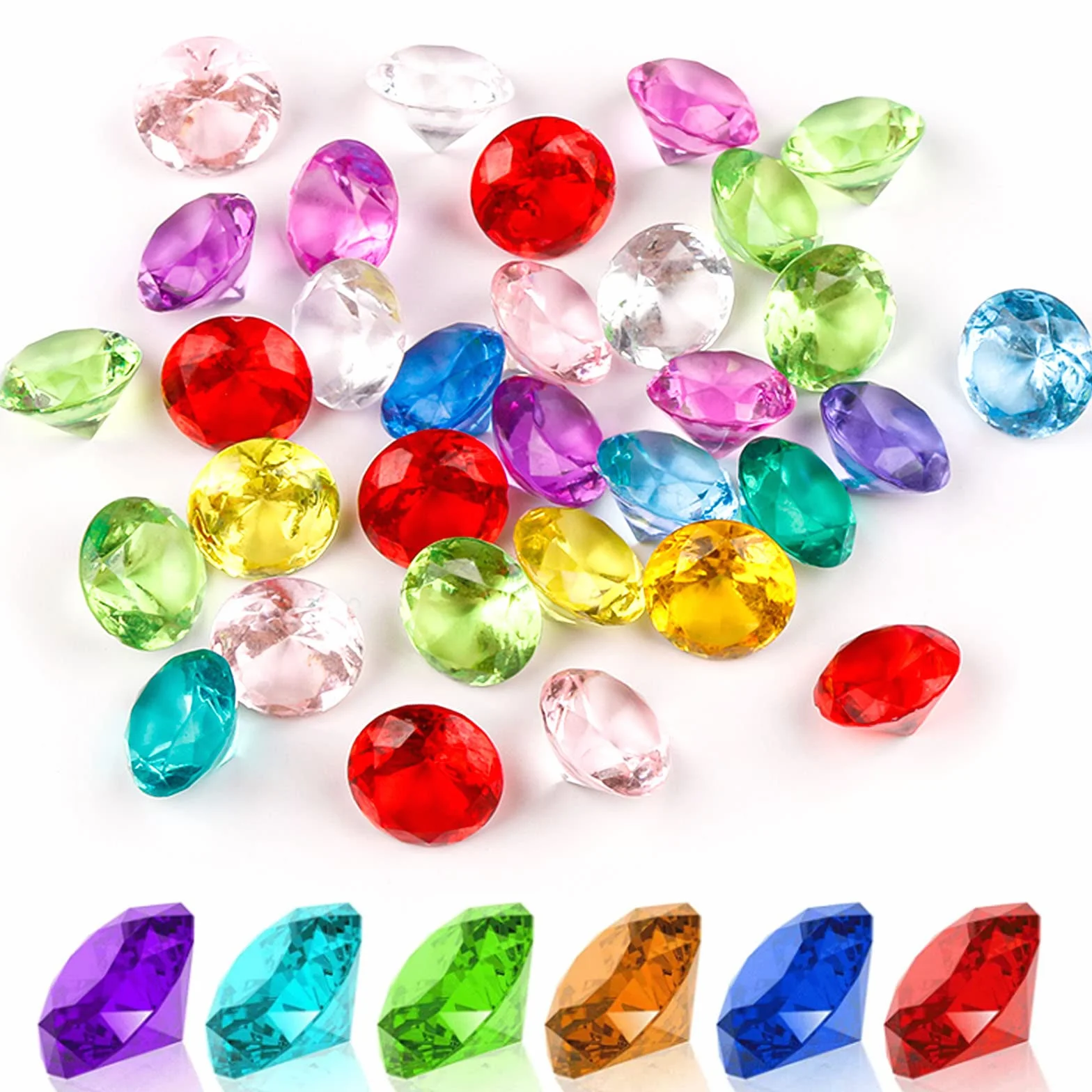 diamenty akrylowe wielokolorowe 110 sztuk 20 mm kryształy dekoracyjne do wazonów