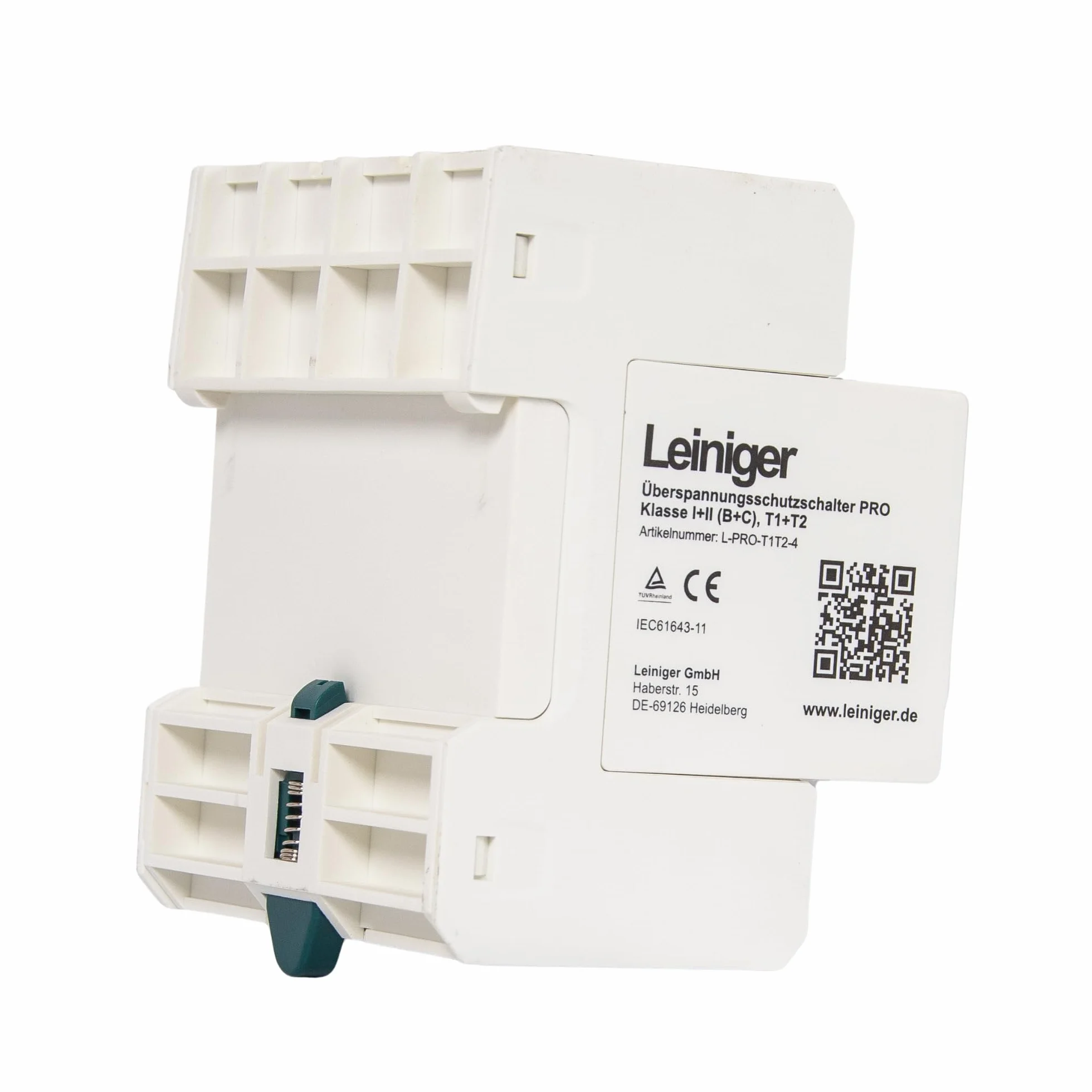 Leiniger Pro ochrona przeciwprzepięciowa, ogranicznik przepięć firmy Leiniger, I+II, typ 1+2 (B+C), 4-biegunowy, maksymalny prąd upływowy 50 kA, przyłącze N i PE